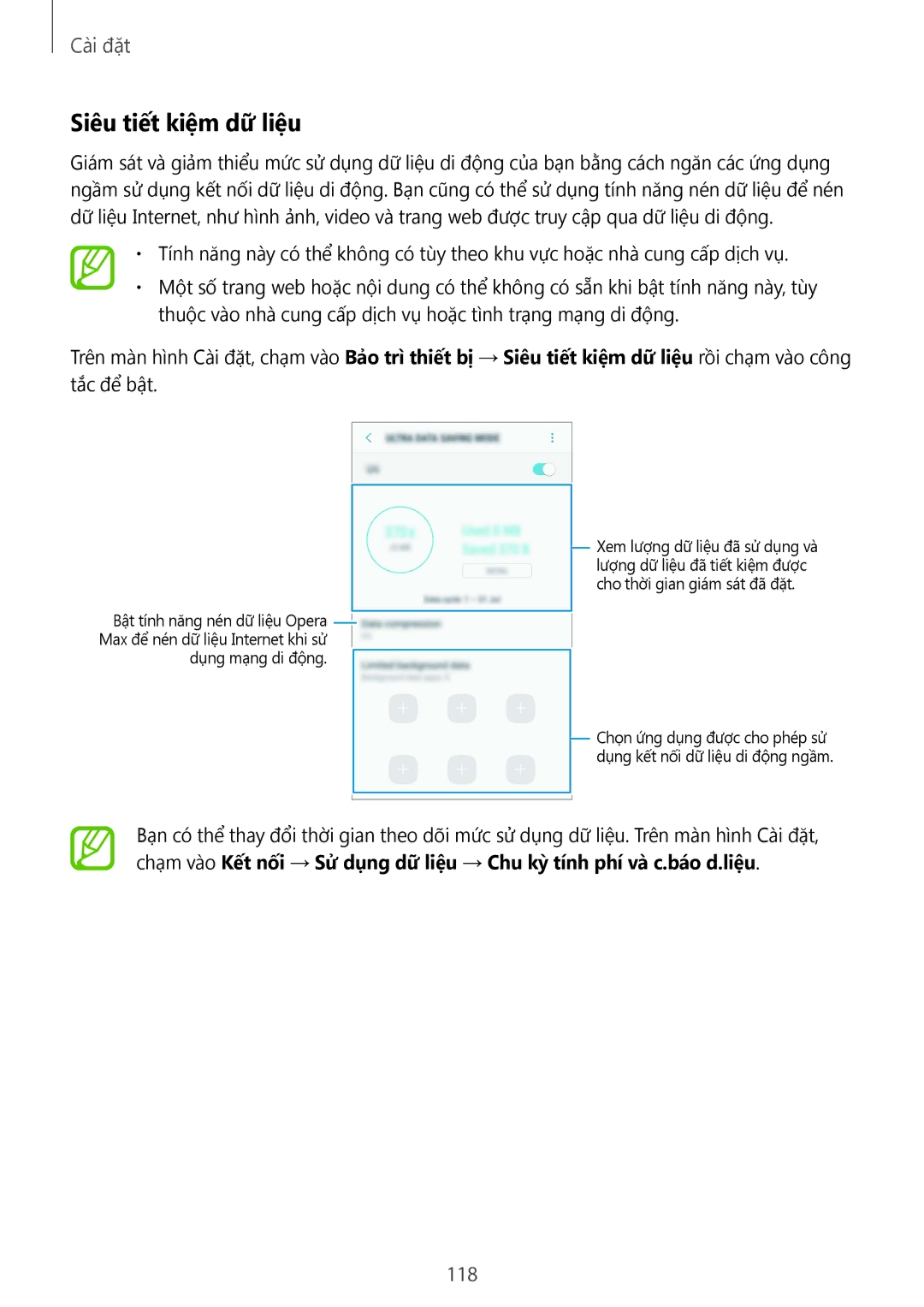 Samsung SM-G610FZKGXXV, SM-G610FWDGXXV, SM-G570YWDDXXV, SM-G570YEDDXXV manual Siêu tiết kiệm dữ liệu, Dụng mạng di động 
