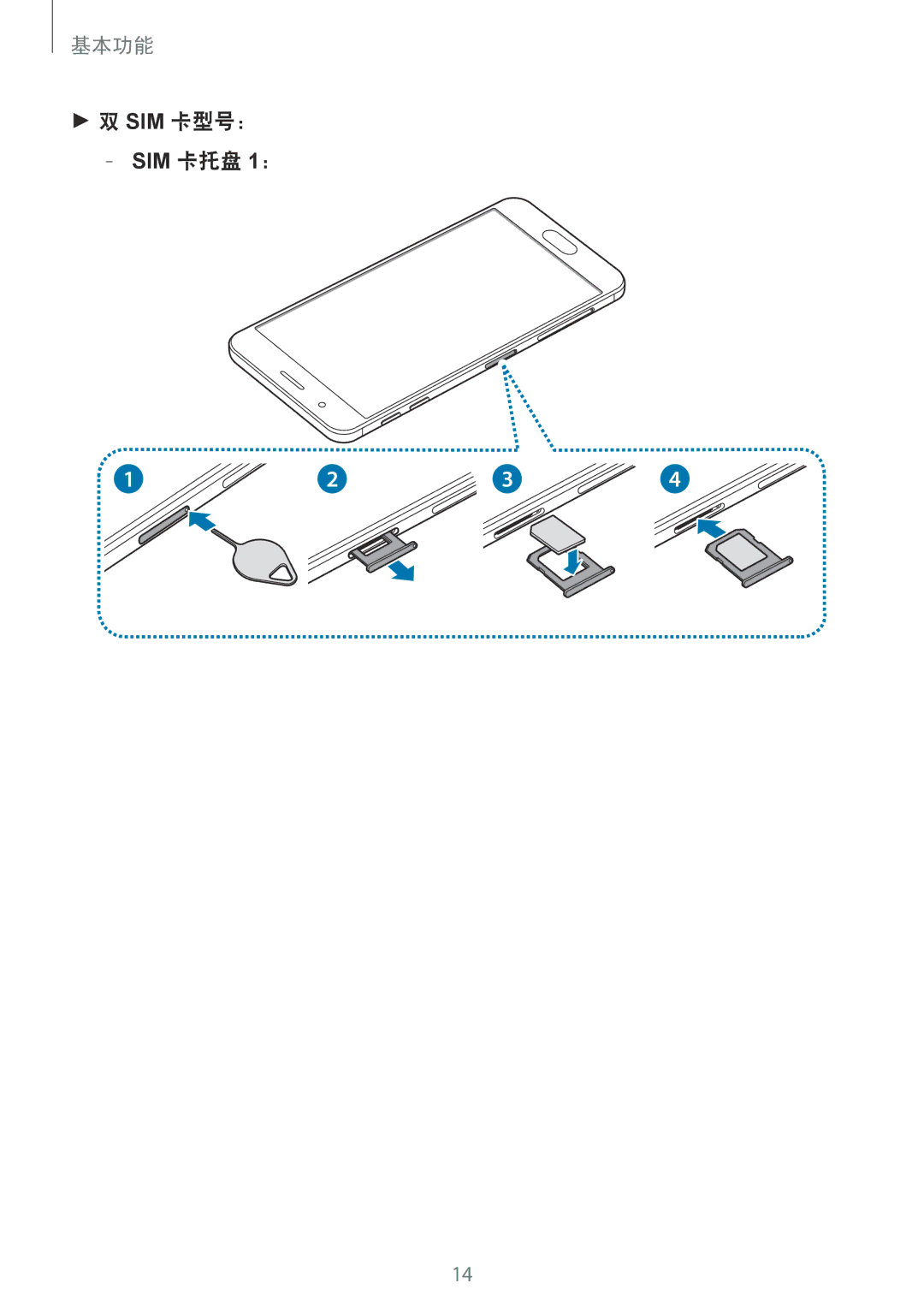 Samsung SM-G610FWDGXXV, SM-G570YWDDXXV, SM-G570YEDDXXV, SM-G570YZKDXXV, SM-G610FZSGXXV, SM-G610FEDGXXV manual SIM 卡托盘 1： 