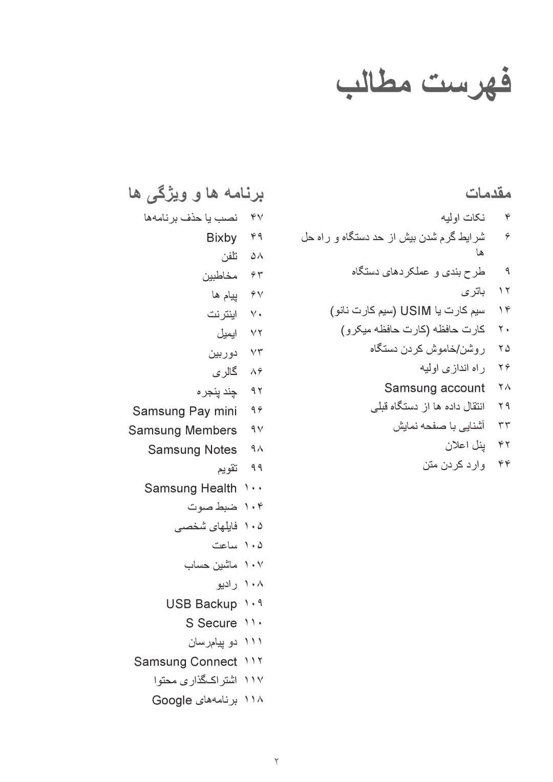 Samsung SM-G611FZDDKSA, SM-G611FZKDKSA manual بلاطم تسرهف, هیلوا تاکن 