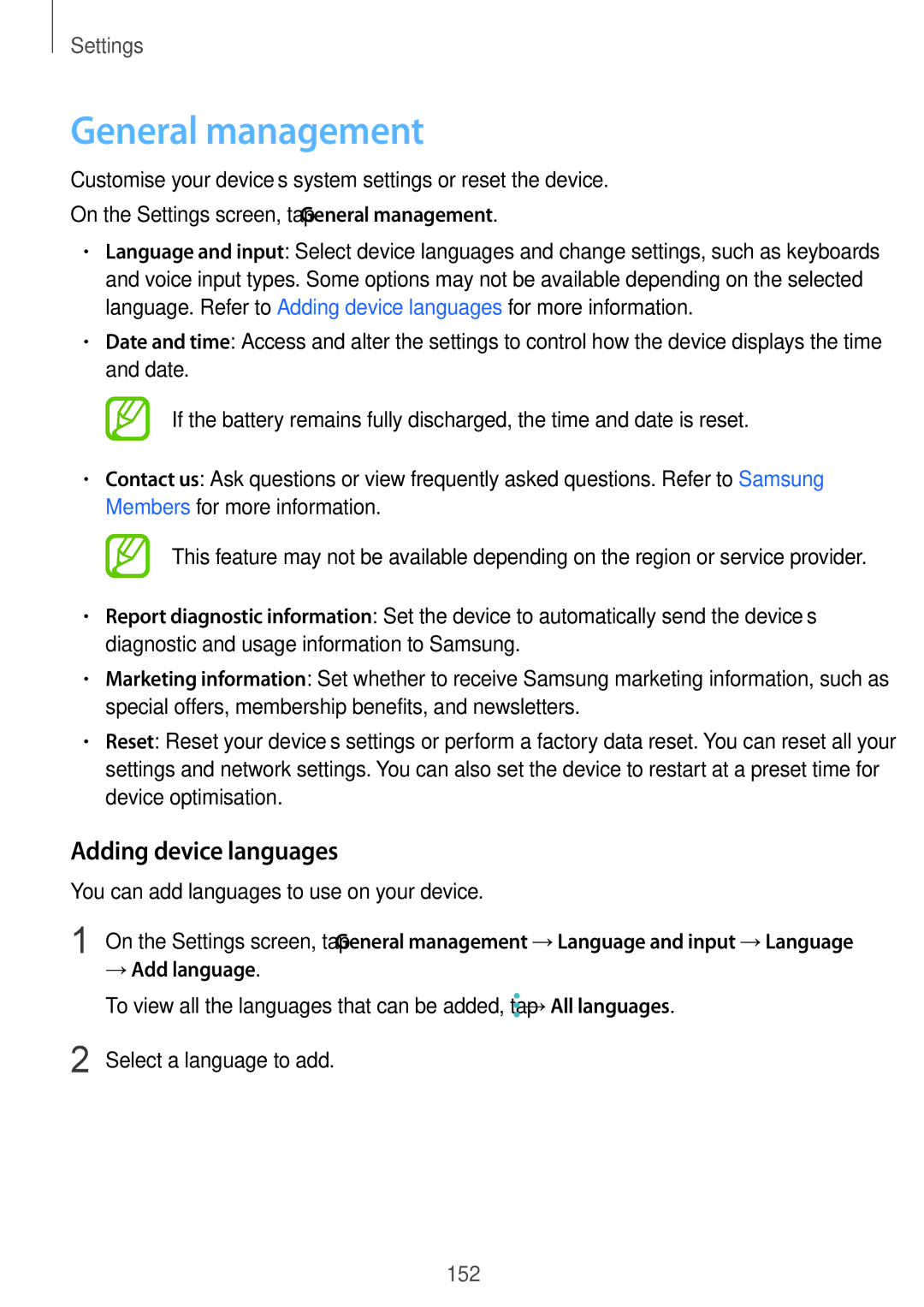 Samsung SM-G611FZDDKSA manual General management, Adding device languages, You can add languages to use on your device 