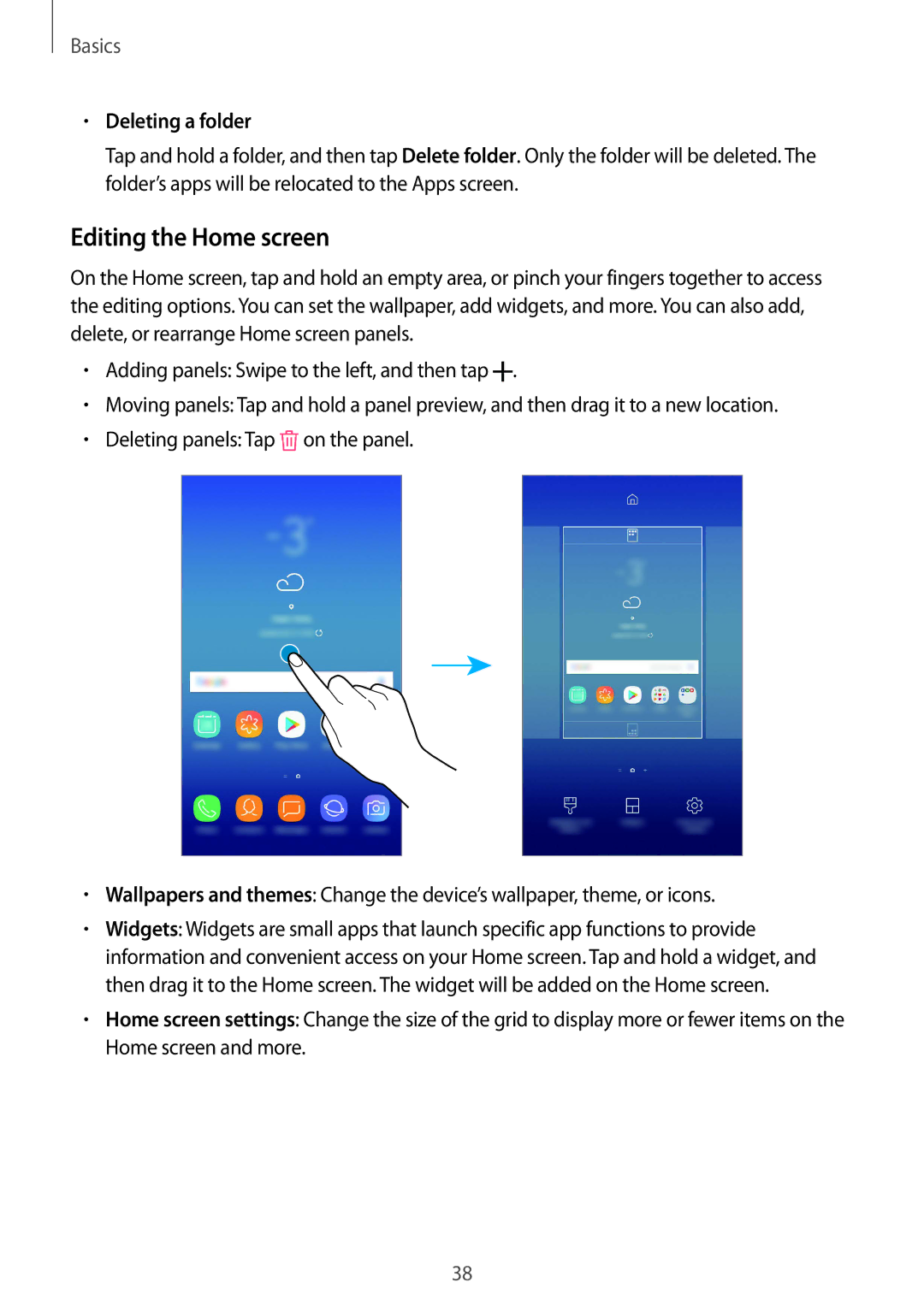 Samsung SM-G611FZDDKSA, SM-G611FZKDKSA manual Editing the Home screen, Deleting a folder 