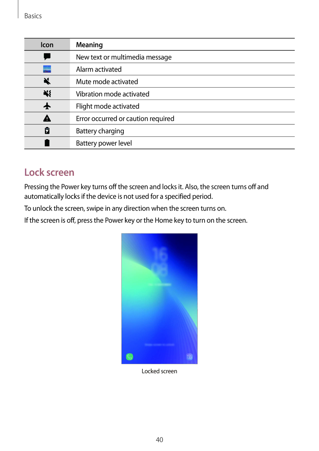 Samsung SM-G611FZDDKSA, SM-G611FZKDKSA manual Lock screen 