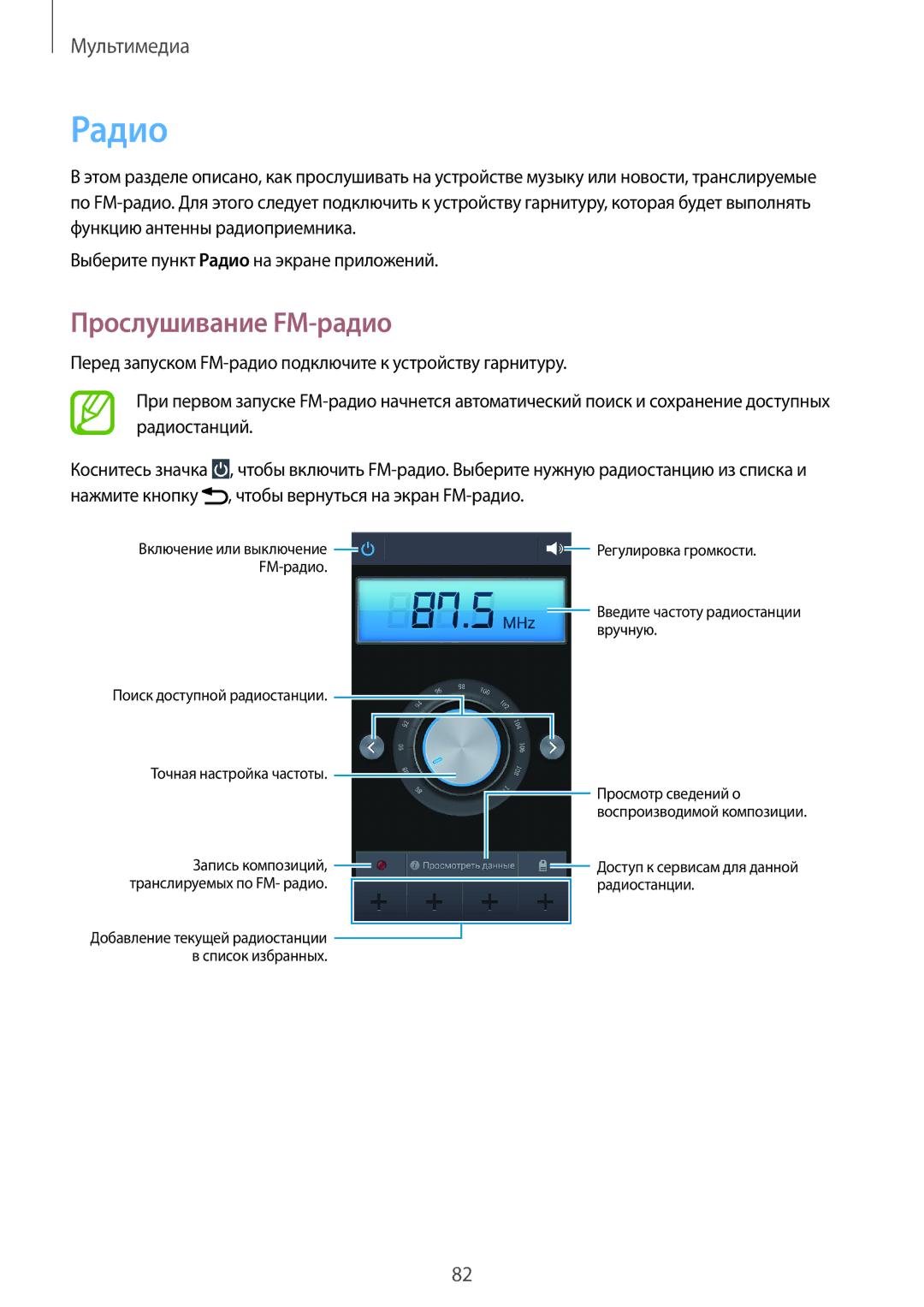 Samsung SM-G7102ZKASER, SM-G7102VBASER, SM-G7102ZDASER, SM-G7102ZWASER, SM-G7102ZIASER manual Радио, Прослушивание FM-радио 