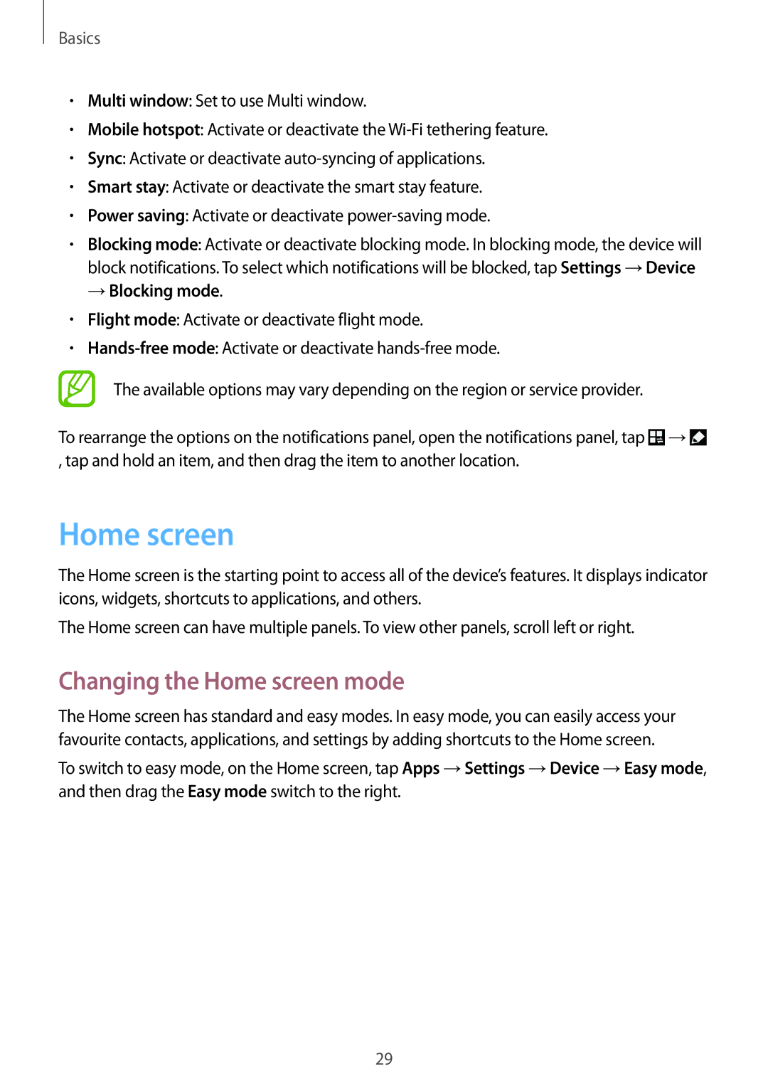 Samsung SM-G7102ZDAAFG, SM-G7102ZDAMID, SM-G7102ZDAXSG, SM-G7102ZKATMC Changing the Home screen mode, →Blocking mode 