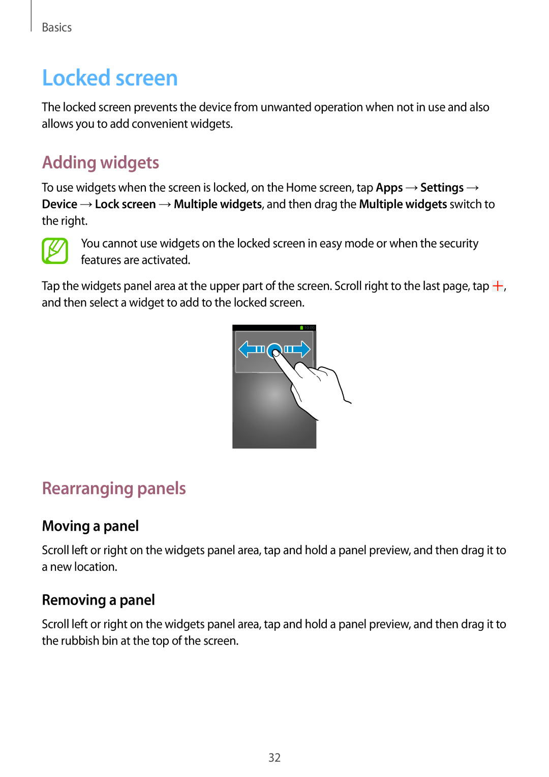 Samsung SM-G7102ZWABTC, SM-G7102ZDAMID, SM-G7102ZDAXSG, SM-G7102ZKATMC, SM-G7102ZKAXFE manual Locked screen, Adding widgets 