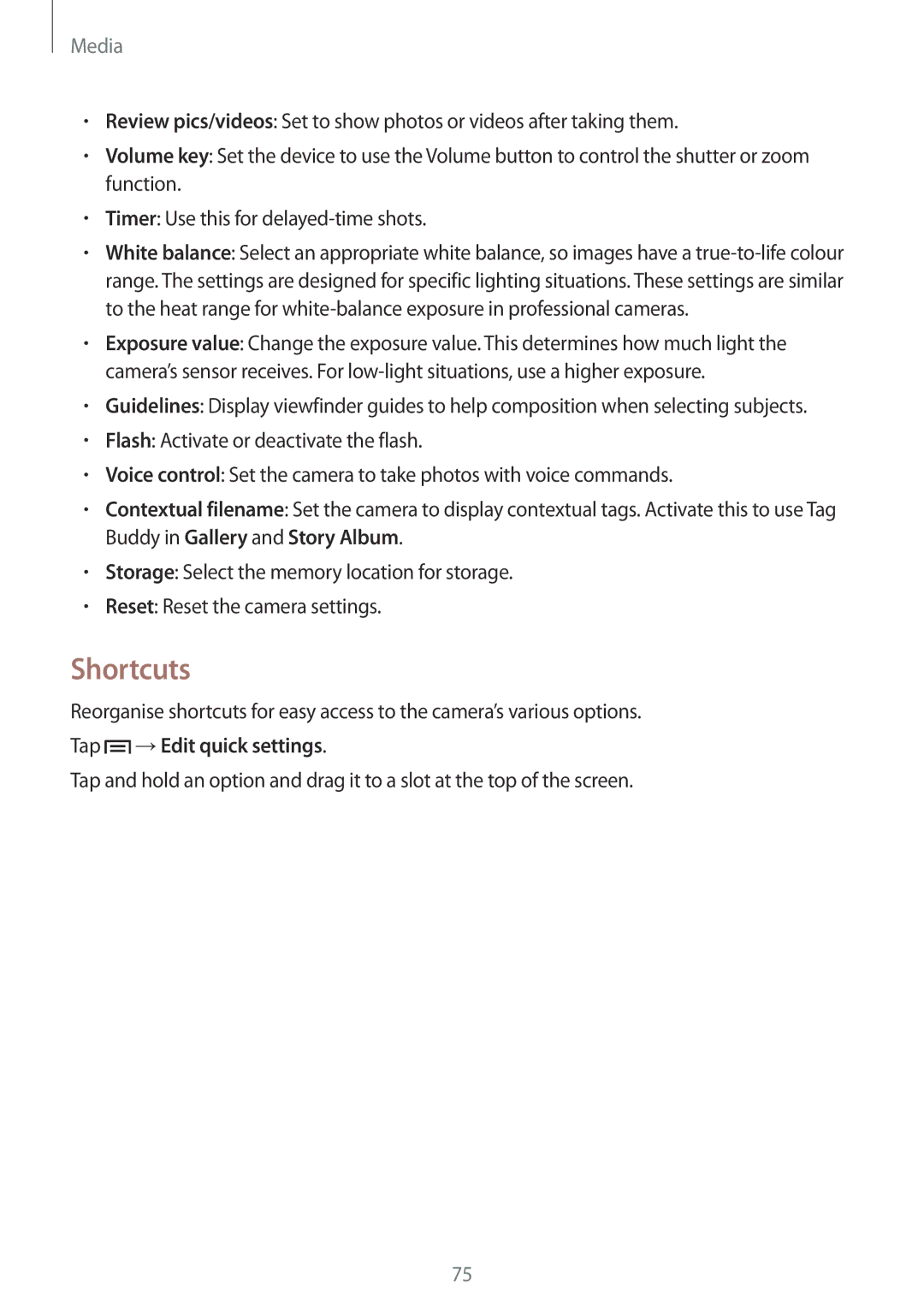 Samsung SM-G7102ZIAKSA, SM-G7102ZDAMID, SM-G7102ZDAXSG, SM-G7102ZKATMC, SM-G7102ZKAXFE Shortcuts, Tap →Edit quick settings 