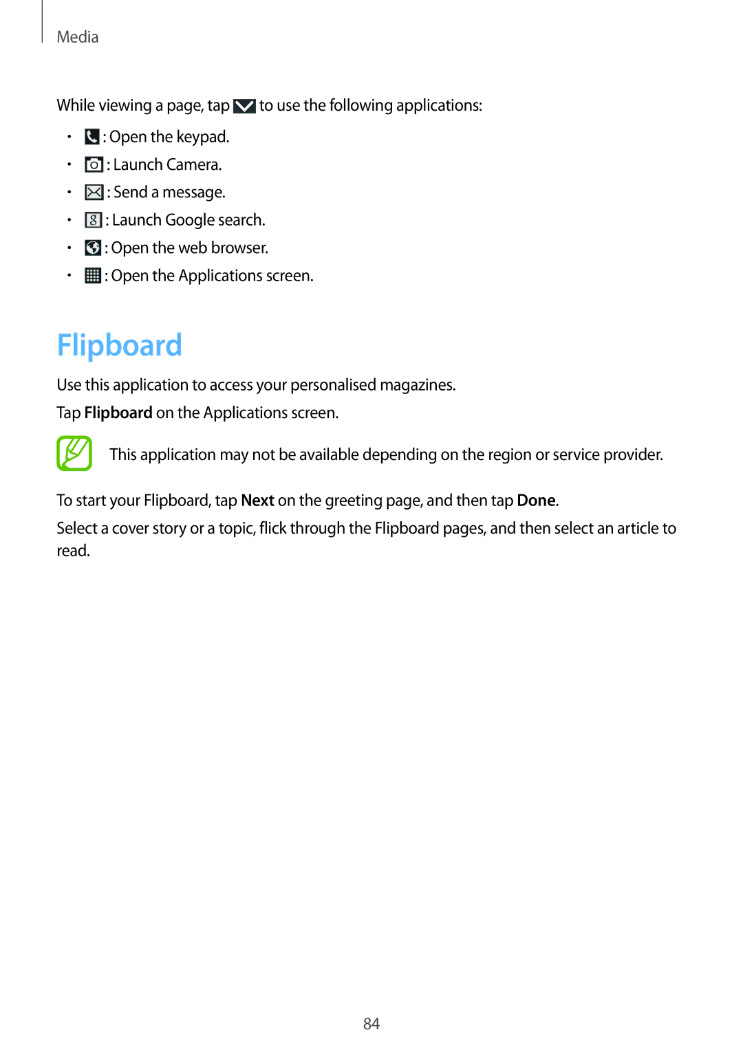 Samsung SM-G7102ZKALYS, SM-G7102ZDAMID, SM-G7102ZDAXSG, SM-G7102ZKATMC, SM-G7102ZKAXFE, SM-G7102ZWAXFE manual Flipboard 