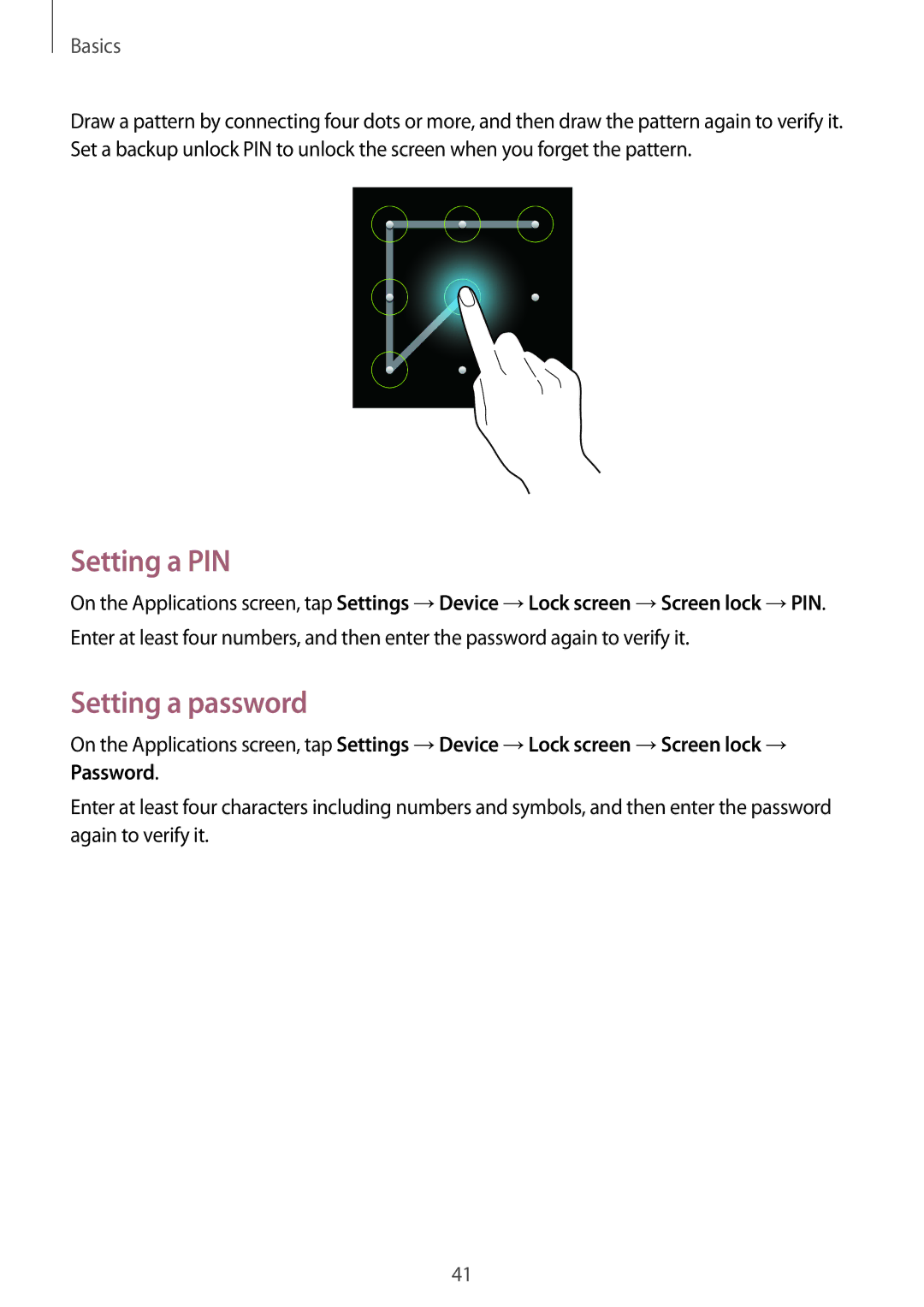 Samsung SM-G7102ZIAACR, SM-G7102ZDAMID, SM-G7102ZDAXSG, SM-G7102ZKATMC, SM-G7102ZKAXFE manual Setting a PIN, Setting a password 