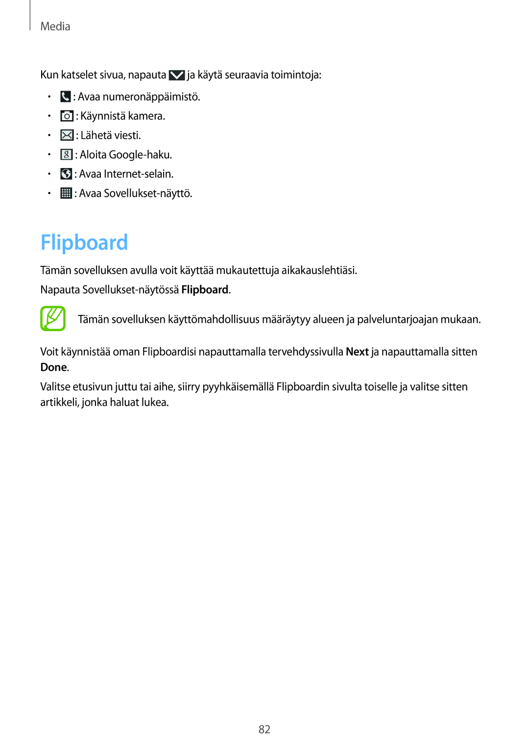 Samsung SM-G7105ZWANEE, SM-G7105ZBANEE, SM-G7105ZKANEE, SM-G7105ZIANEE manual Flipboard 