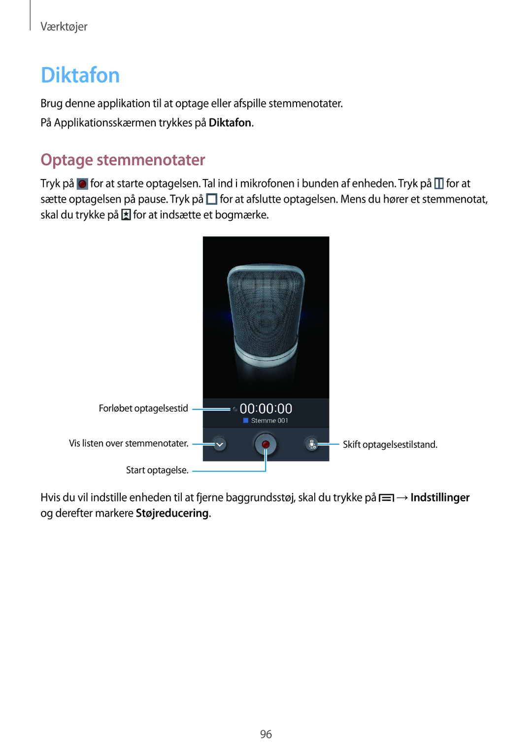 Samsung SM-G7105ZBANEE, SM-G7105ZKANEE, SM-G7105ZWANEE, SM-G7105ZIANEE manual Diktafon, Optage stemmenotater 