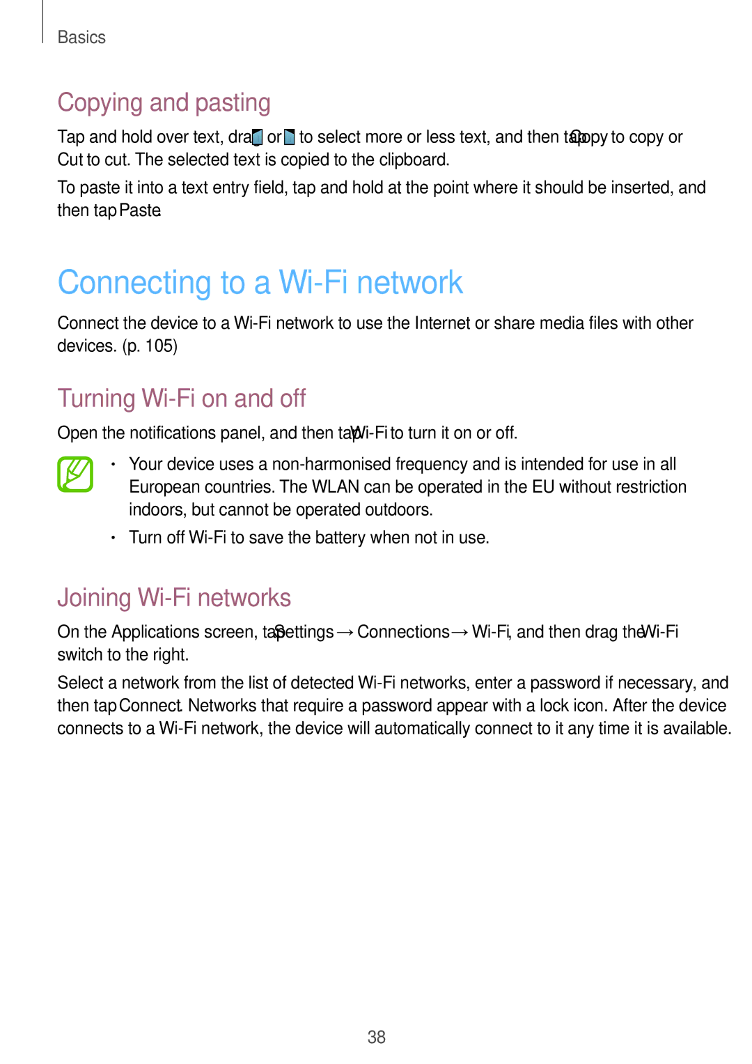 Samsung SM-G7105ZKAPCL, SM-G7105ZKAATO manual Connecting to a Wi-Fi network, Copying and pasting, Turning Wi-Fi on and off 