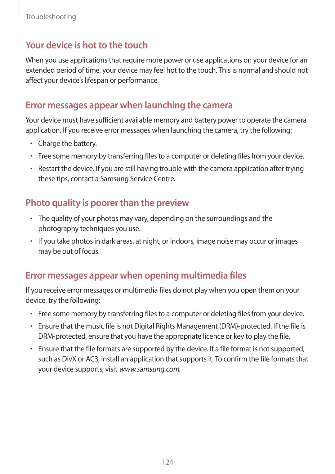 Samsung SM-G7105ZKAPCL, SM-G7105ZKAATO, SM-G7105ZWAATO, SM-G7105ZKATUR, SM-G7105ZKADBT manual Your device is hot to the touch 