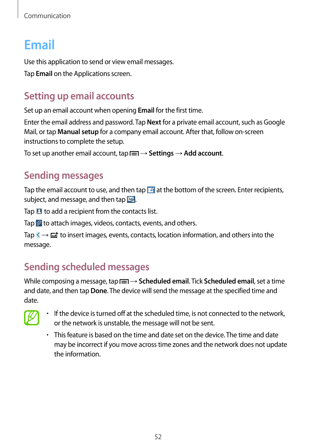 Samsung SM-G7105ZKASFR, SM-G7105ZKAATO, SM-G7105ZWAATO, SM-G7105ZKATUR, SM-G7105ZKADBT manual Setting up email accounts 