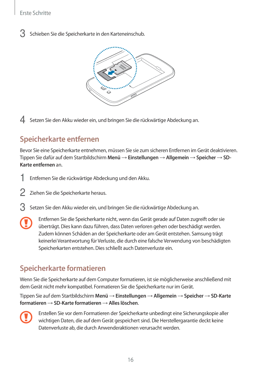 Samsung SM-G7105ZKASFR, SM-G7105ZKAATO, SM-G7105ZWAATO, SM-G7105ZKATUR Speicherkarte entfernen, Speicherkarte formatieren 