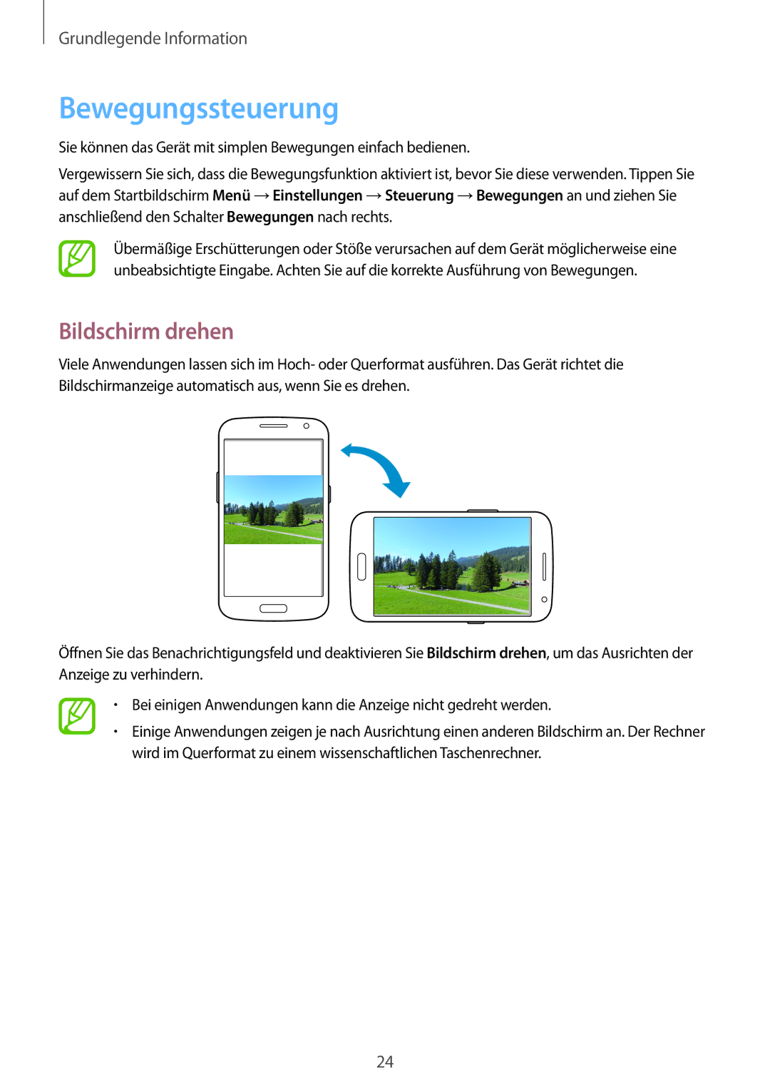 Samsung SM-G7105ZKAPLS, SM-G7105ZKAATO, SM-G7105ZWAATO, SM-G7105ZKATUR, SM-G7105ZKADBT Bewegungssteuerung, Bildschirm drehen 