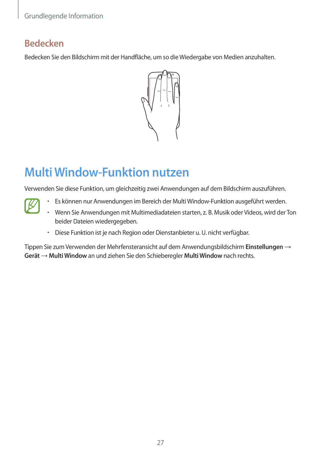 Samsung SM-G7105ZKAATO, SM-G7105ZWAATO, SM-G7105ZKATUR, SM-G7105ZKADBT, SM-G7105ZWATUR Multi Window-Funktion nutzen, Bedecken 