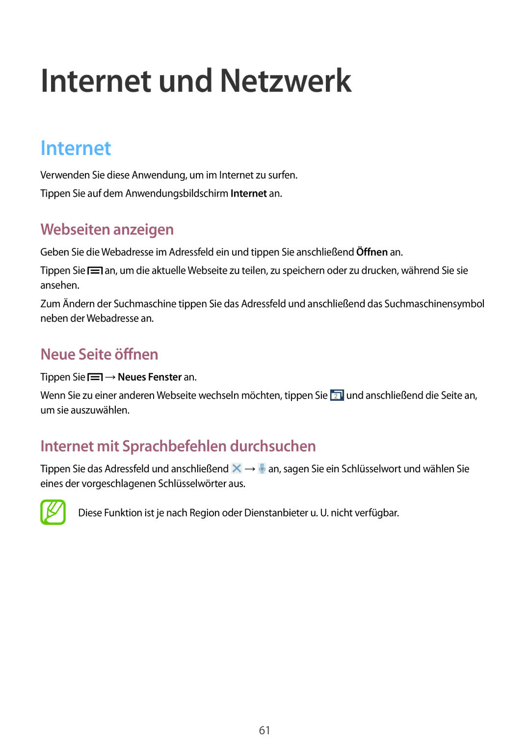 Samsung SM-G7105ZKASFR, SM-G7105ZKAATO, SM-G7105ZWAATO manual Internet und Netzwerk, Webseiten anzeigen, Neue Seite öffnen 