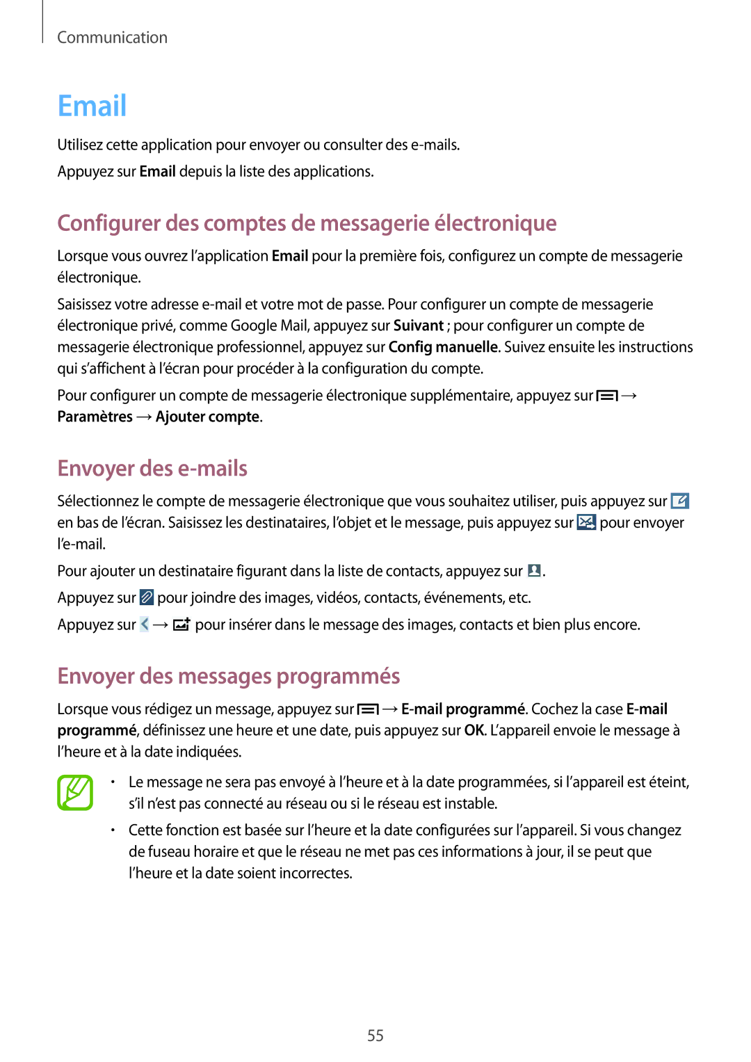 Samsung SM-G7105ZWAXEF, SM-G7105ZWABOG, SM-G7105ZBAFTM, SM-G7105ZKASFR Configurer des comptes de messagerie électronique 