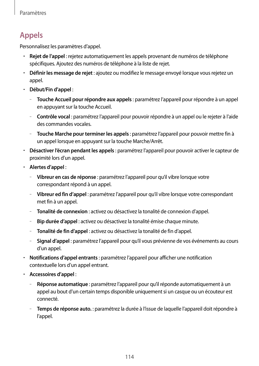 Samsung SM-G7105ZKASFR, SM-G7105ZWABOG, SM-G7105ZBAFTM, SM-G7105ZWASFR manual Appels, Alertes d’appel, Accessoires d’appel 