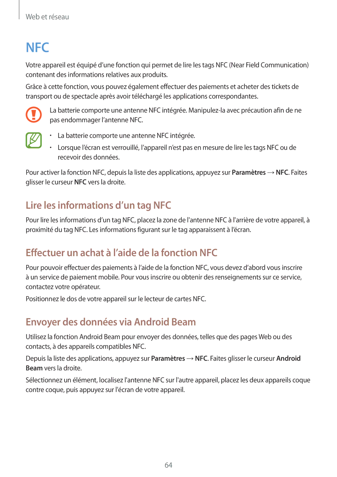 Samsung SM-G7105ZWABOG, SM-G7105ZBAFTM Lire les informations d’un tag NFC, Effectuer un achat à l’aide de la fonction NFC 