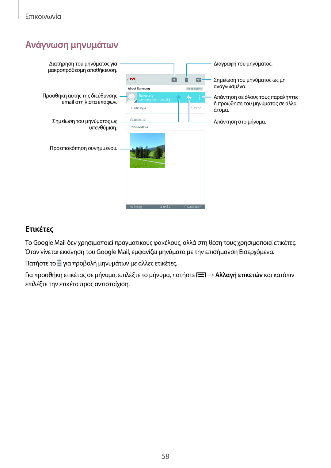 Samsung SM-G7105ZWAEUR, SM-G7105ZKAEUR manual Ετικέτες 