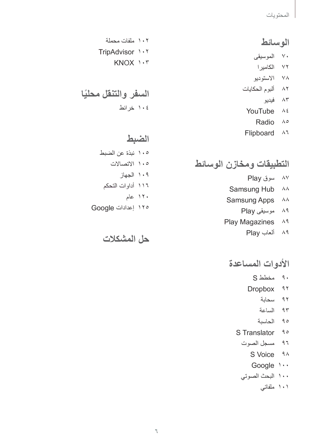 Samsung SM-G7105ZKAKSA, SM-G7105ZWAKSA, SM-G7105ZIAKSA, SM-G7105ZWAXSG manual ايلحمً لقنتلاو رفسلا 