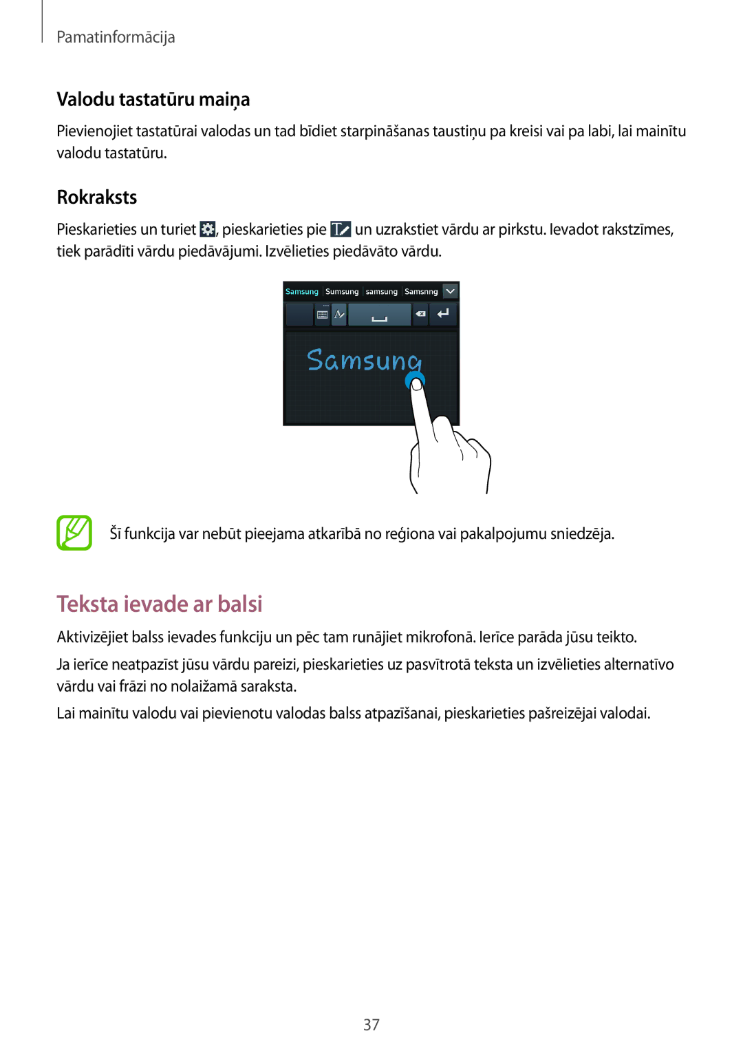 Samsung SM-G7105ZKASEB, SM-G7105ZWASEB manual Teksta ievade ar balsi, Valodu tastatūru maiņa, Rokraksts 