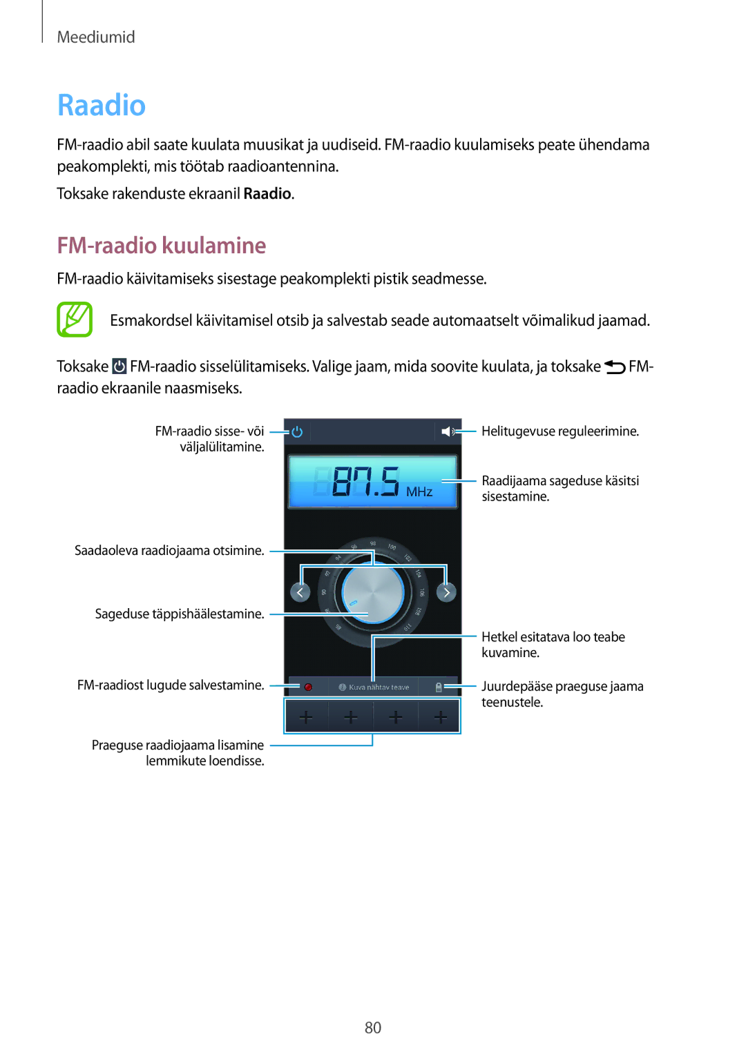 Samsung SM-G7105ZWASEB, SM-G7105ZKASEB manual Raadio, FM-raadio kuulamine 