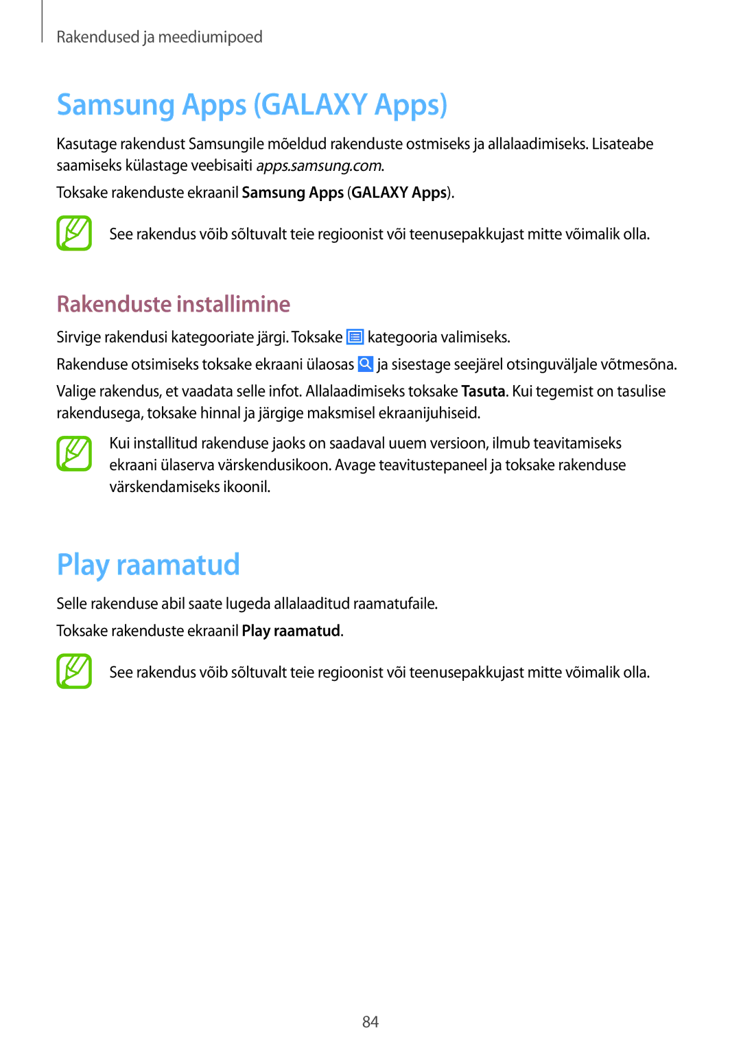 Samsung SM-G7105ZWASEB, SM-G7105ZKASEB manual Samsung Apps Galaxy Apps, Play raamatud 