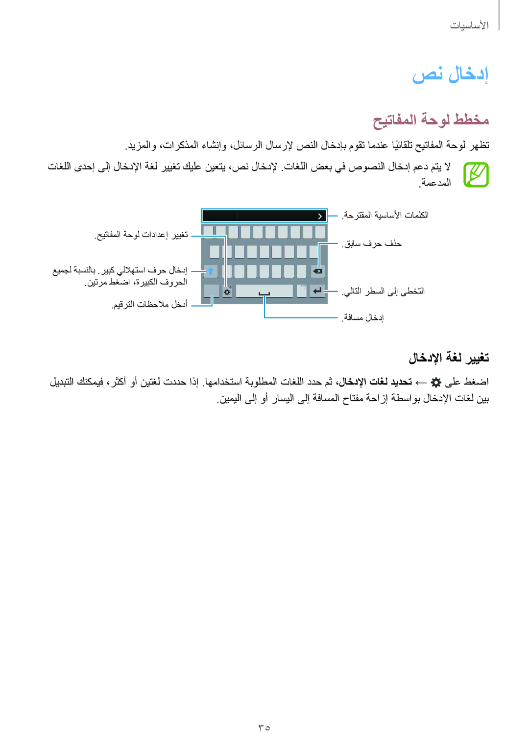 Samsung SM-G800FZDAKSA manual صن لاخدإ, حيتافملا ةحول ططخم, لاخدلإا ةغل رييغت 