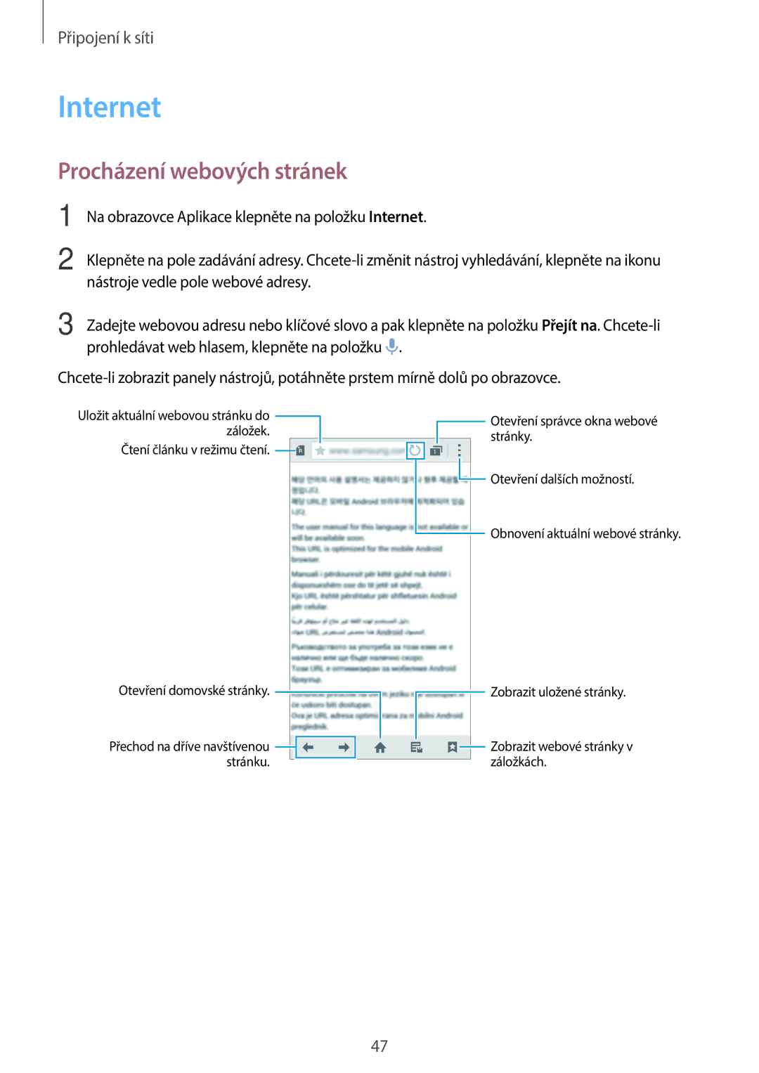 Samsung SM-G800FZWAATO, SM-G800FZKASWC, SM-G800FZKAPLS, SM-G800FZKAAUT, SM-G800FZKAXEO Internet, Procházení webových stránek 