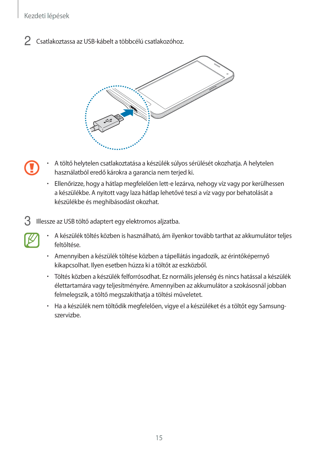 Samsung SM2G800FZBAXEH, SM-G800FZKASWC, SM-G800FZKAPLS, SM-G800FZKAAUT, SM-G800FZKAXEO, SM-G800FZBAAUT manual Kezdeti lépések 