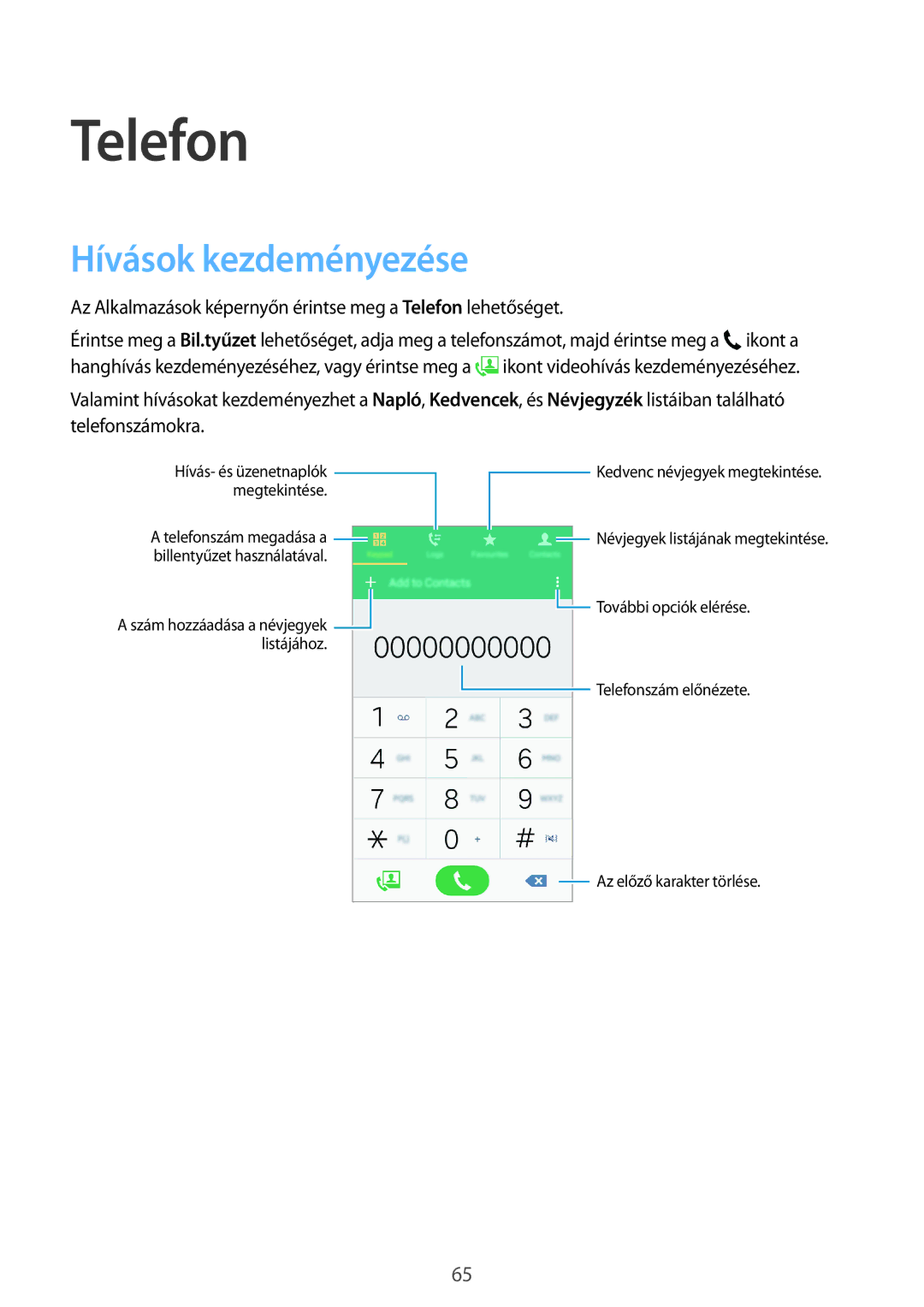 Samsung SM-G800FZWAORX, SM-G800FZKASWC, SM-G800FZKAPLS, SM-G800FZKAAUT, SM-G800FZKAXEO manual Telefon, Hívások kezdeményezése 