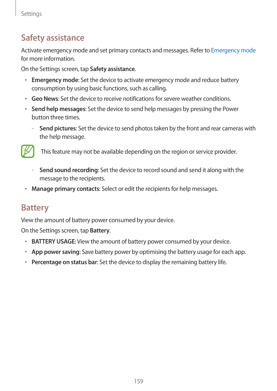 Samsung SM2G800FZWAO2C, SM-G800FZWADBT, SM-G800FZDADBT, SM-G800FZKADBT, SM-G800FZBADBT manual Safety assistance, Battery 