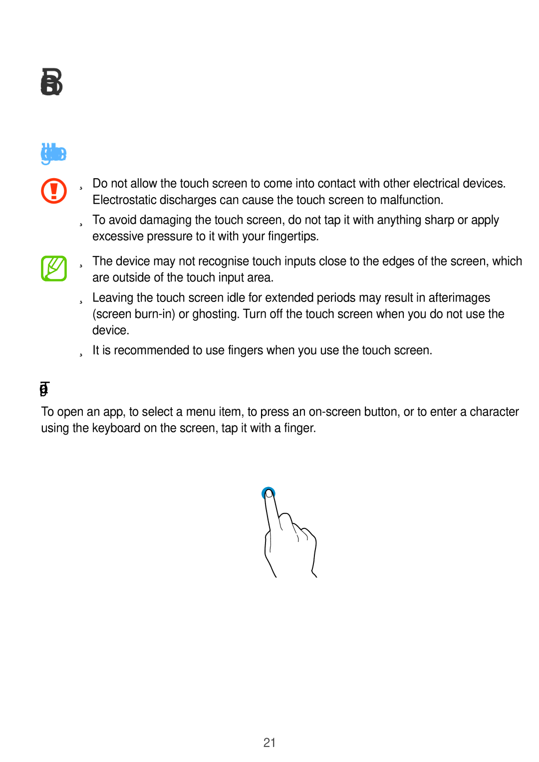 Samsung SM-G800FZKAAUT, SM-G800FZWADBT, SM-G800FZDADBT, SM-G800FZKADBT manual Basics, Using the touch screen, Tapping 