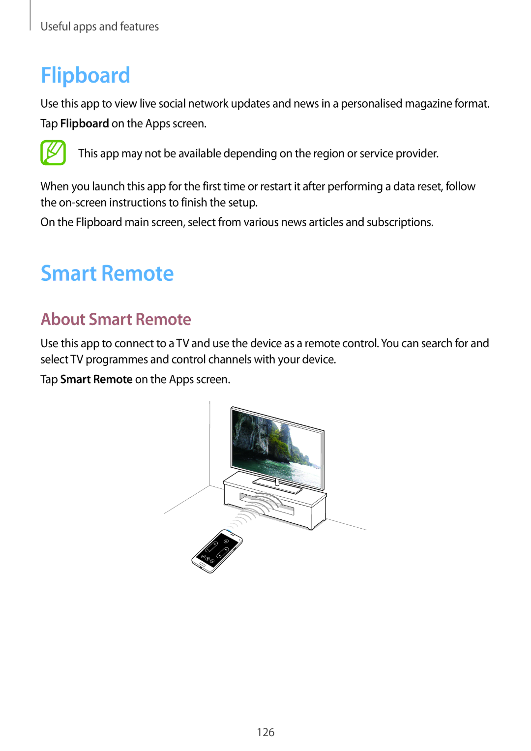 Samsung SM2G800FZKATMH, SM-G800FZWADBT, SM-G800FZDADBT, SM-G800FZKADBT, SM-G800FZBADBT manual Flipboard, About Smart Remote 