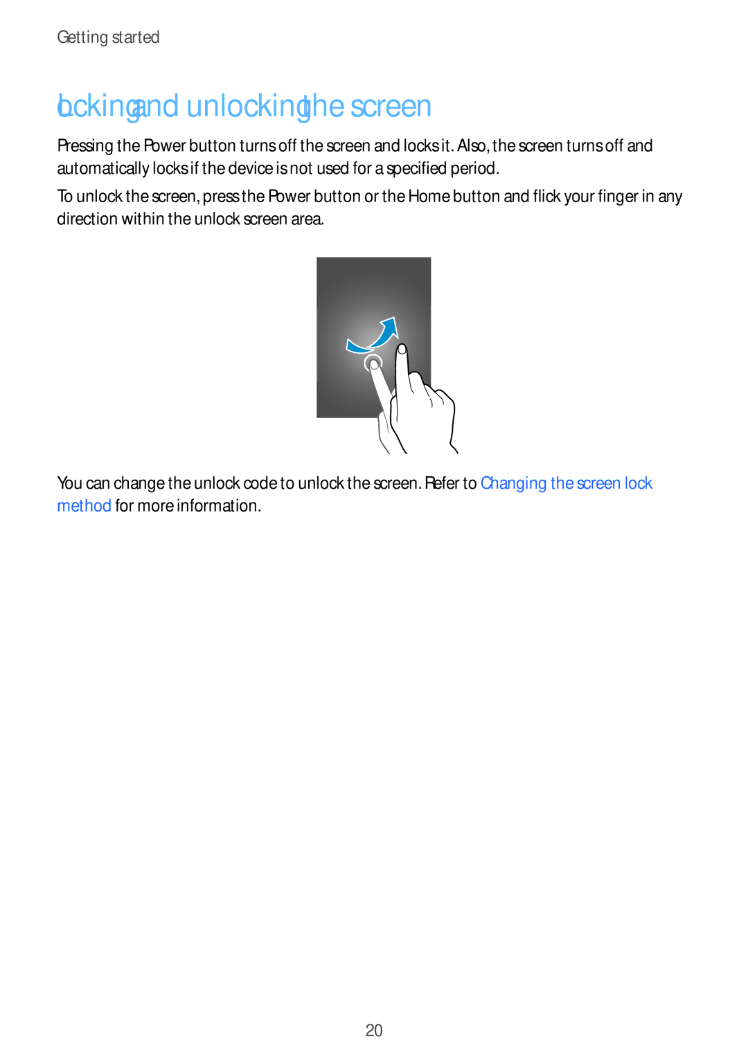 Samsung SM-G800FZWAITV, SM-G800FZWADBT, SM-G800FZDADBT, SM-G800FZKADBT, SM-G800FZBADBT manual Locking and unlocking the screen 