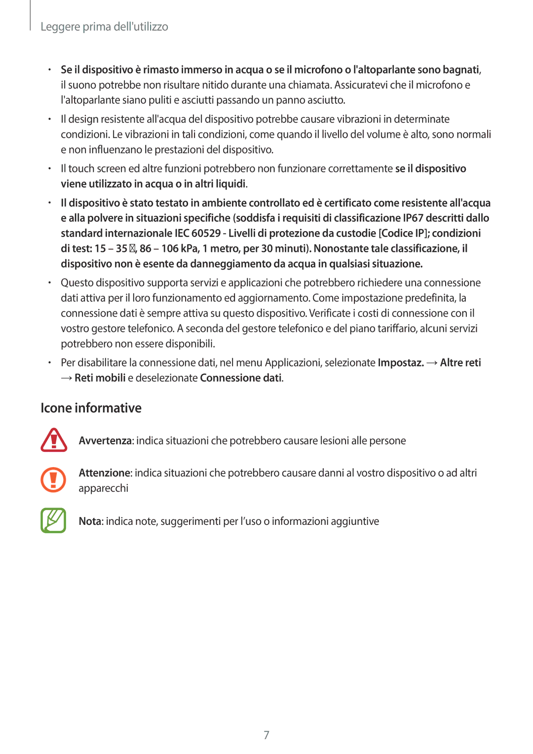 Samsung SM-G800FZKASWC, SM-G800FZWADBT, SM-G800FZDADBT Icone informative, →Reti mobili e deselezionate Connessione dati 