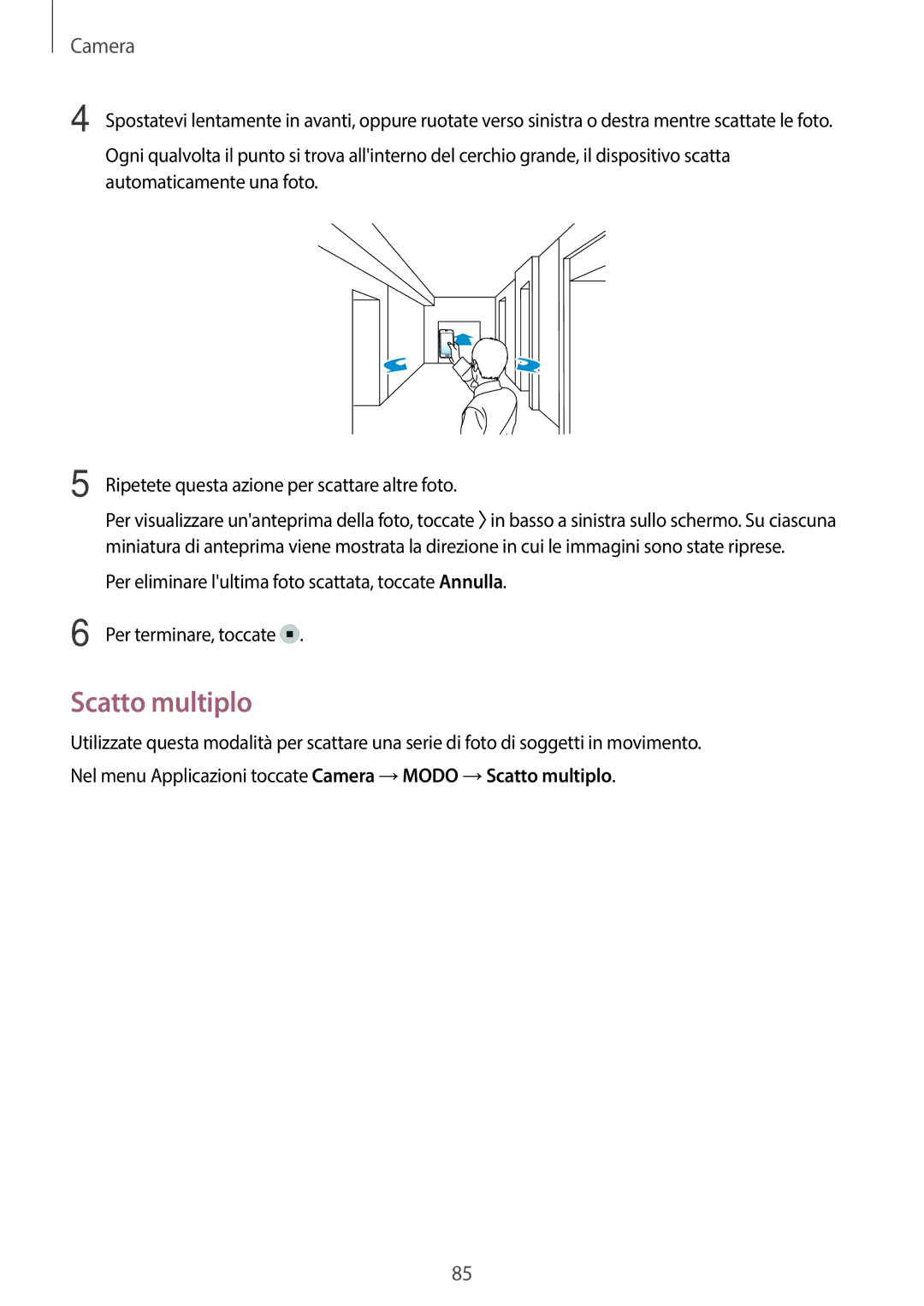 Samsung SM-G800FZDADBT, SM-G800FZWADBT, SM-G800FZKADBT, SM-G800FZBADBT, SM-G800FZKAXEF, SM-G800FZWAOMN manual Scatto multiplo 