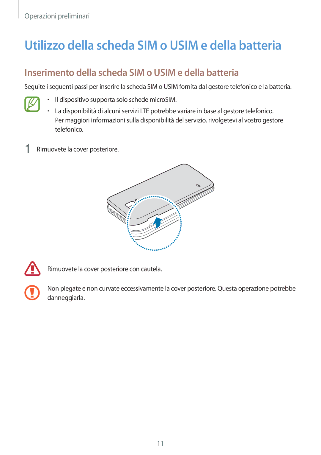 Samsung SM-G800FZDATIM, SM-G800FZWADBT, SM-G800FZDADBT, SM-G800FZKADBT Utilizzo della scheda SIM o Usim e della batteria 