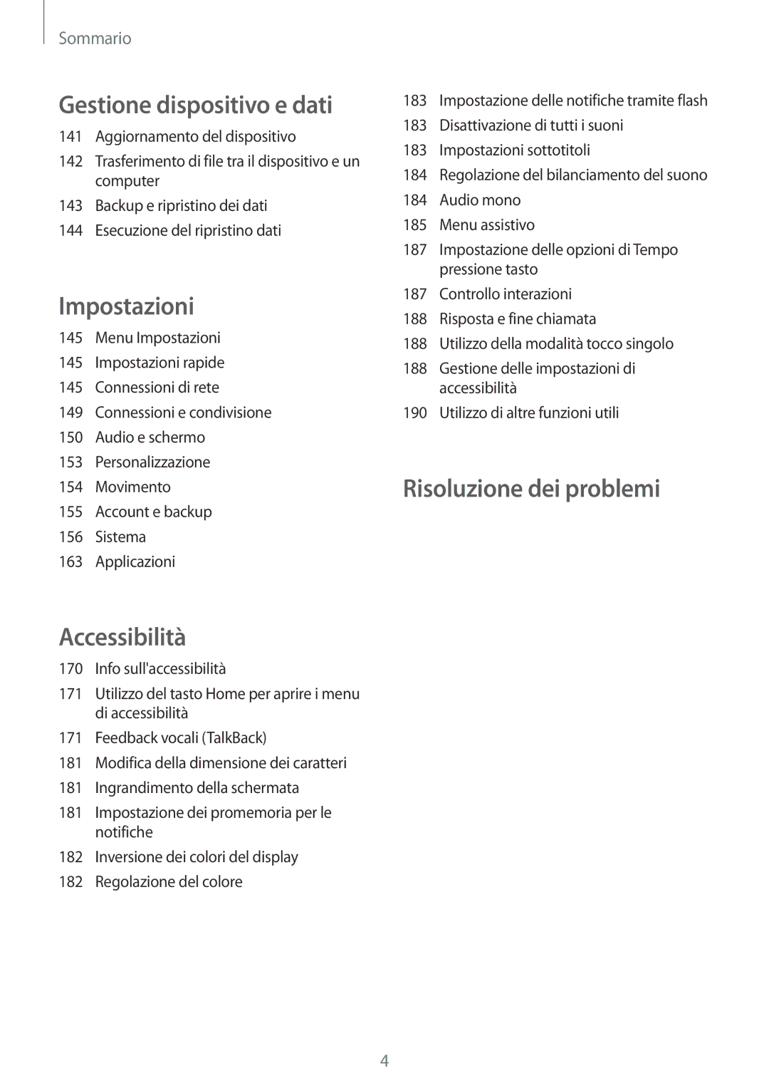 Samsung SM-G800FZKAXEF, SM-G800FZWADBT, SM-G800FZDADBT, SM-G800FZKADBT, SM-G800FZBADBT manual Risoluzione dei problemi 