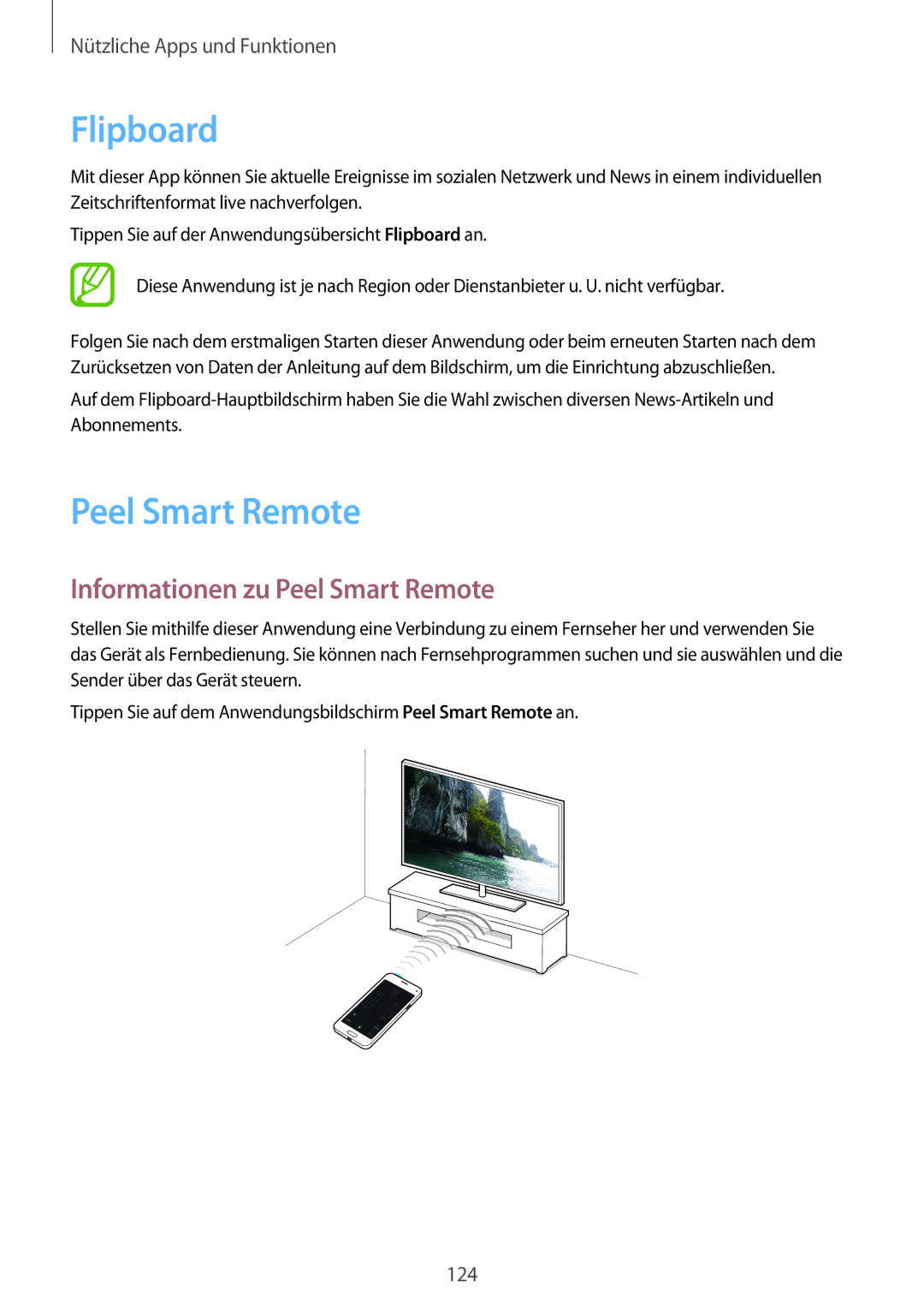 Samsung SM-G800FZWADBT, SM-G800FZDADBT, SM-G800FZKADBT, SM-G800FZBADBT Flipboard, Informationen zu Peel Smart Remote 