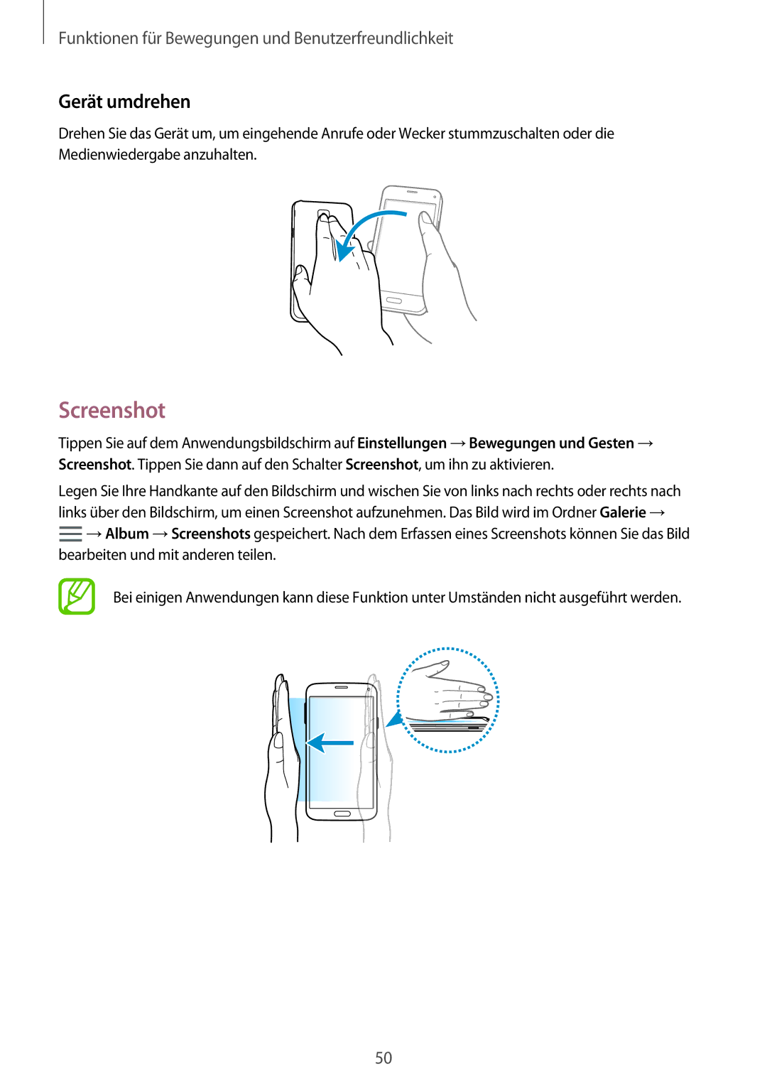 Samsung SM-G800FZKADBT, SM-G800FZWADBT, SM-G800FZDADBT, SM-G800FZBADBT manual Screenshot, Gerät umdrehen 