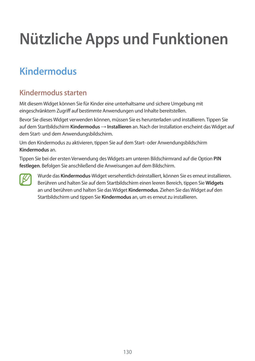 Samsung SM-G800FZKADBT, SM-G800FZWADBT, SM-G800FZDADBT, SM-G800FZBADBT manual Kindermodus starten 