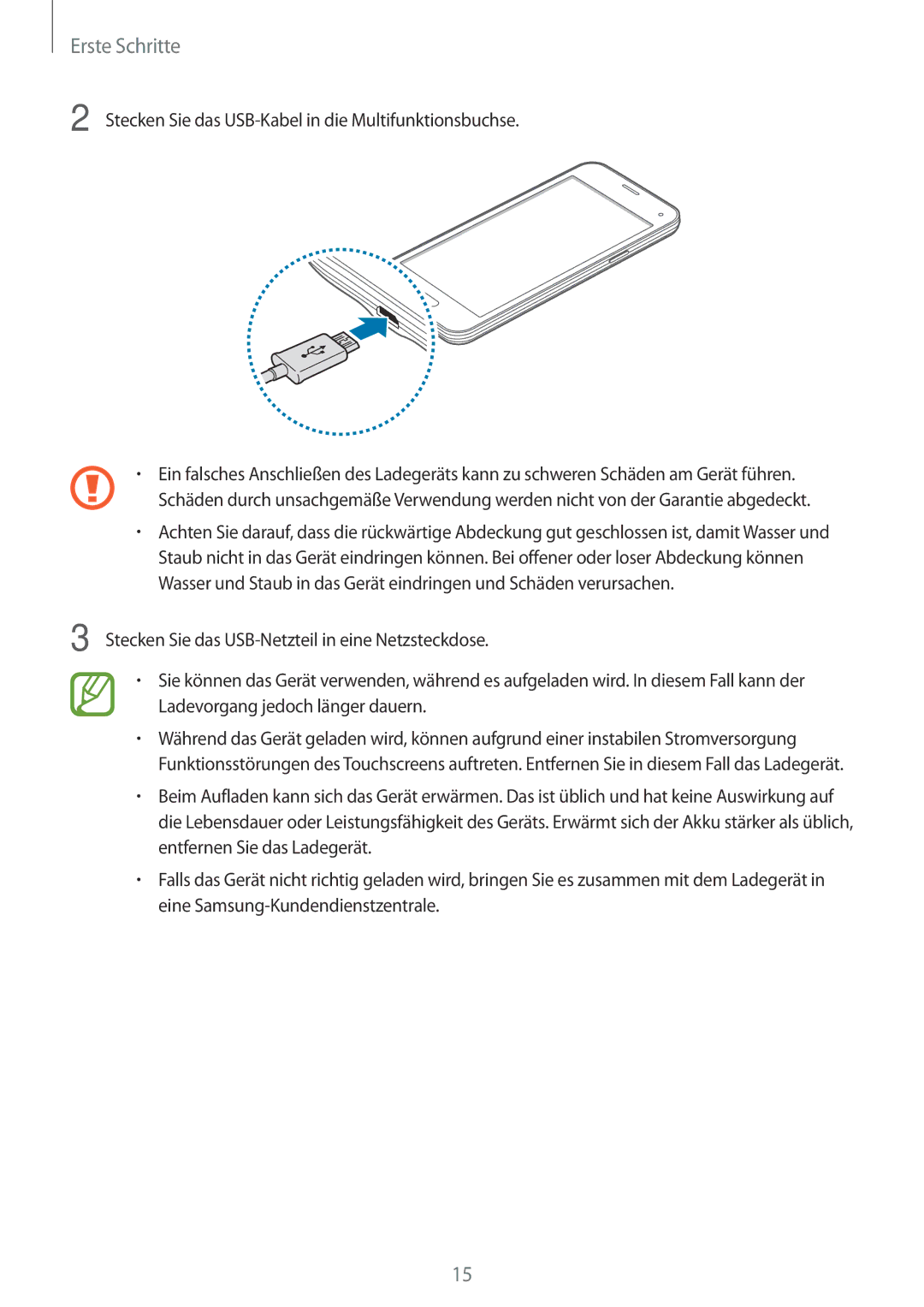 Samsung SM-G800FZBADBT, SM-G800FZWADBT, SM-G800FZDADBT, SM-G800FZKADBT manual Erste Schritte 