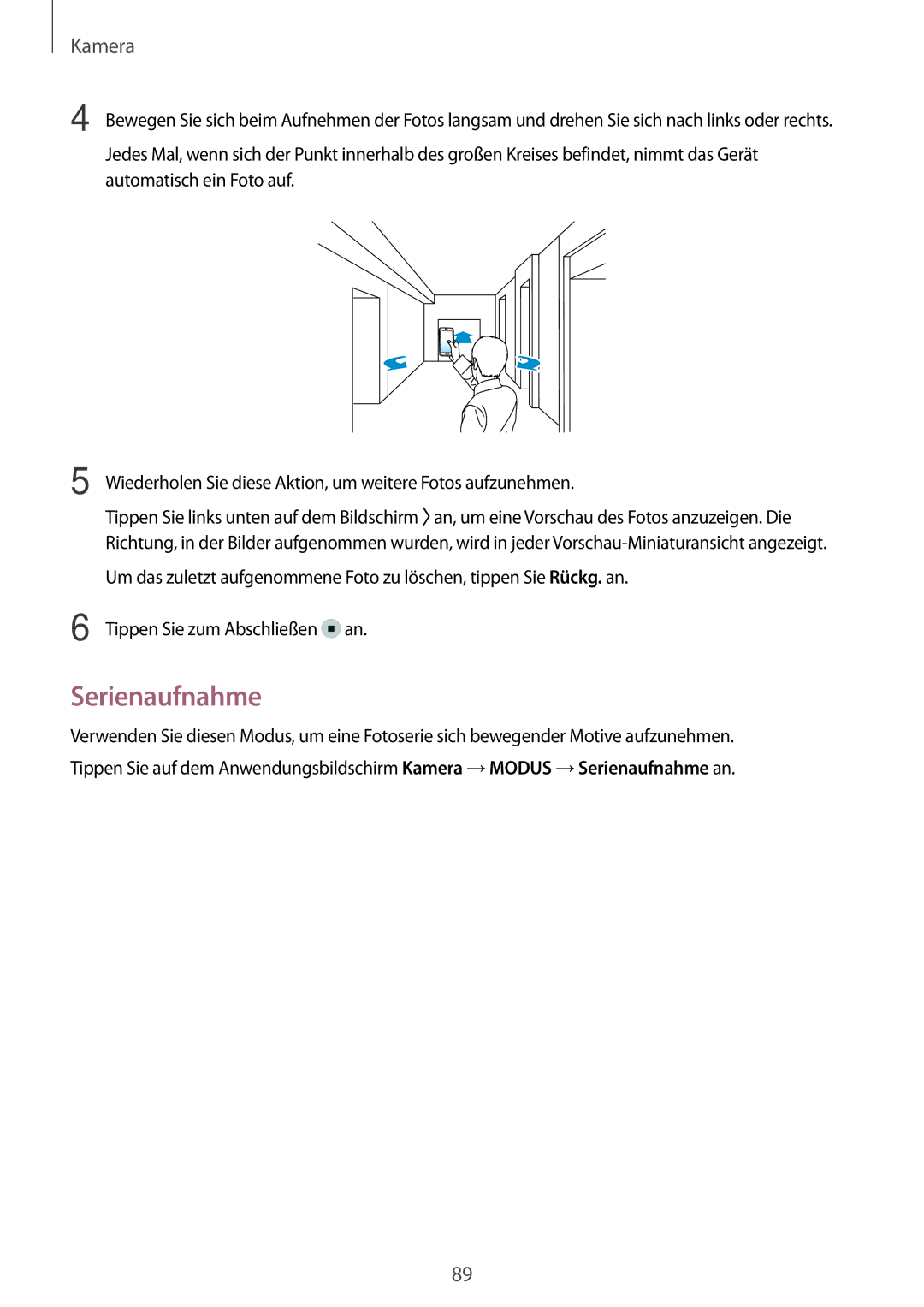 Samsung SM-G800FZDADBT, SM-G800FZWADBT, SM-G800FZKADBT, SM-G800FZBADBT manual Serienaufnahme 