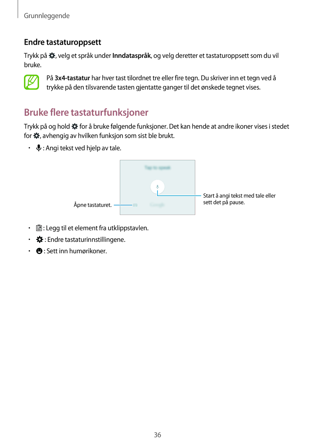 Samsung CG-G800FZKRNEE, SM-G800FZWANEE, SM-G800FZDANEE, SM-G800FZKANEE Bruke flere tastaturfunksjoner, Endre tastaturoppsett 