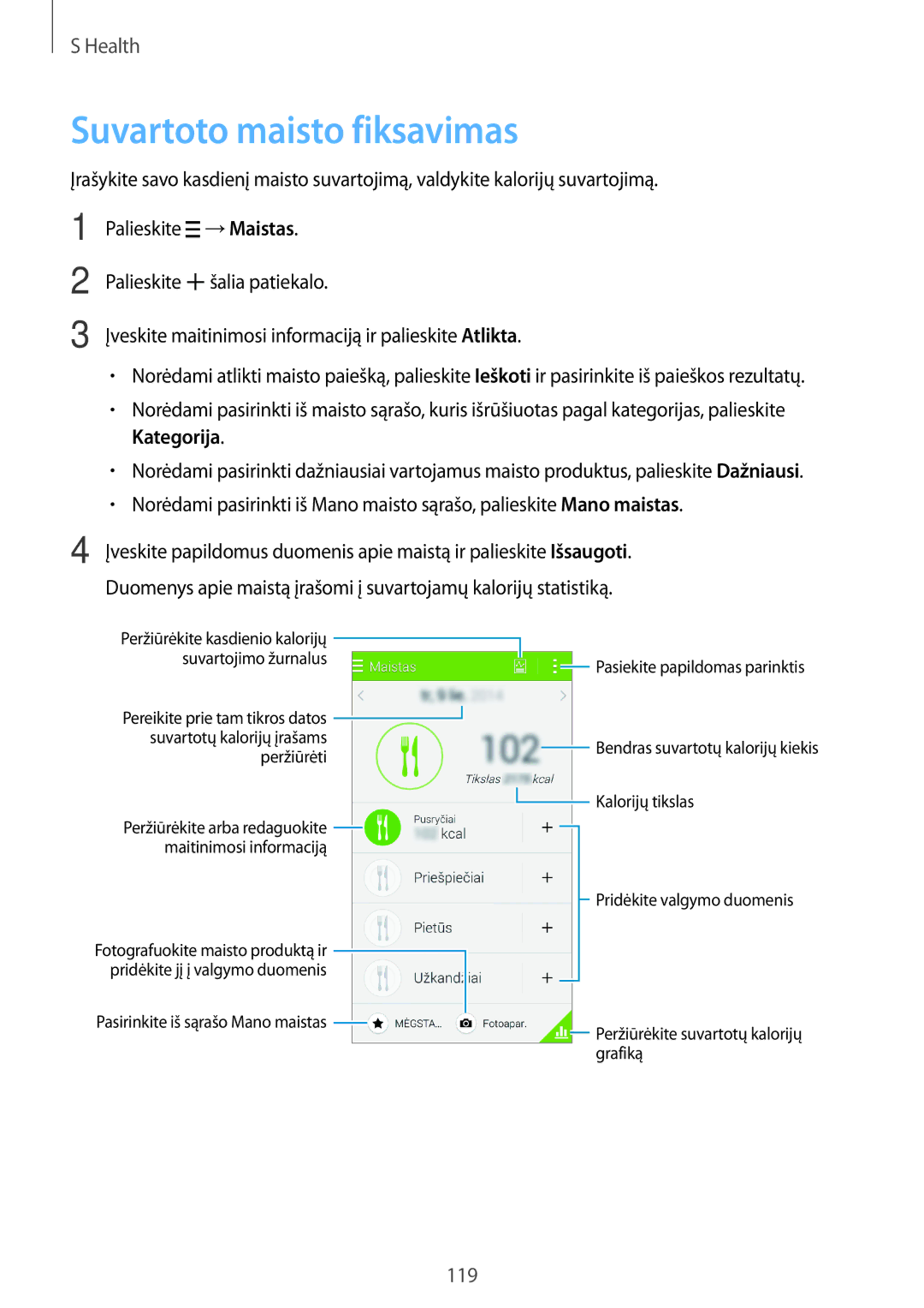 Samsung SM-G800FZDASEB, SM-G800FZWASEB, SM-G800FZKASEB, SM-G800FZBASEB manual Suvartoto maisto fiksavimas, Kategorija 