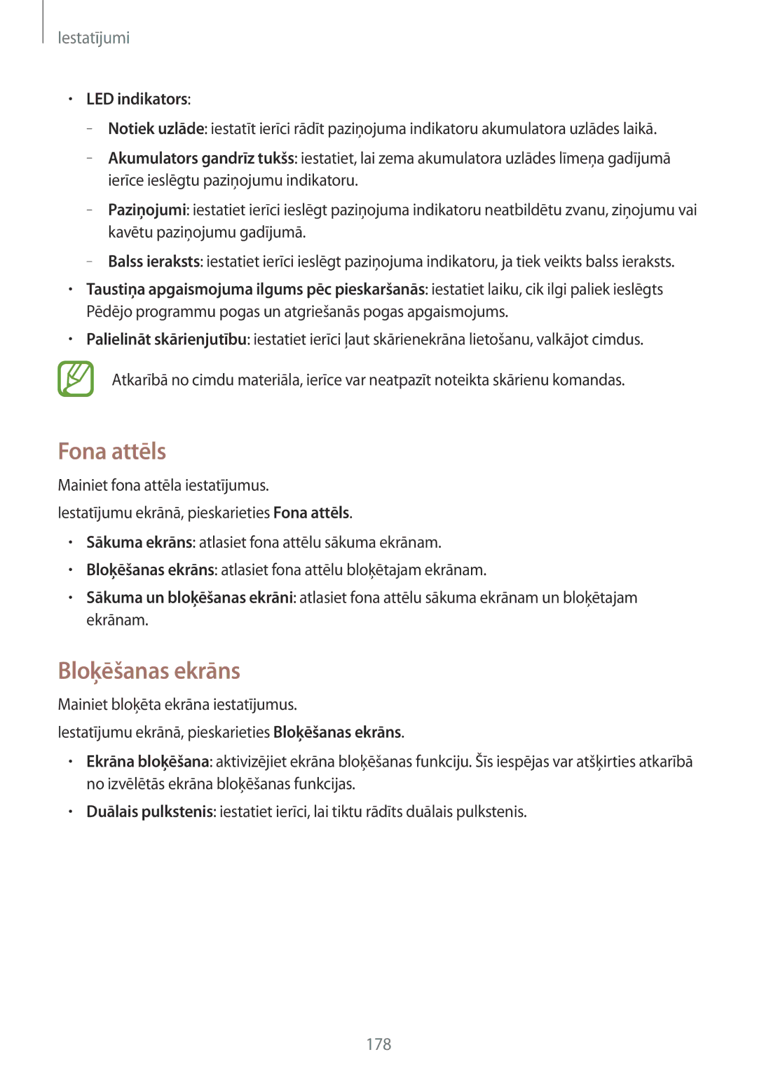 Samsung SM-G800FZBASEB, SM-G800FZWASEB, SM-G800FZKASEB, SM-G800FZDASEB manual Fona attēls, Bloķēšanas ekrāns, LED indikators 