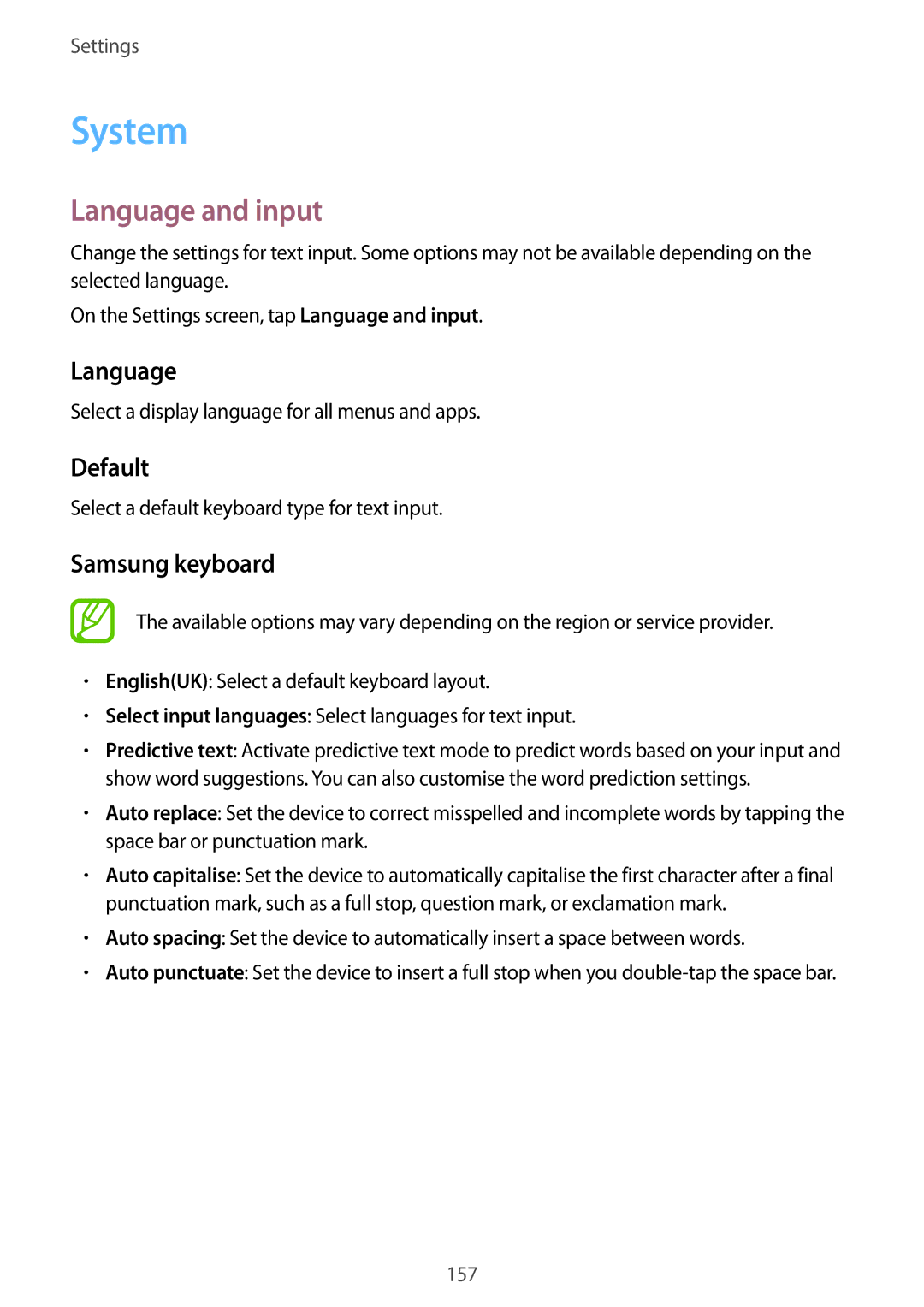 Samsung SM-G800HZKASER, SM-G800HZWDXFE, SM-G800HZWDTUN, SM-G800HZWDTHR System, Language and input, Default, Samsung keyboard 